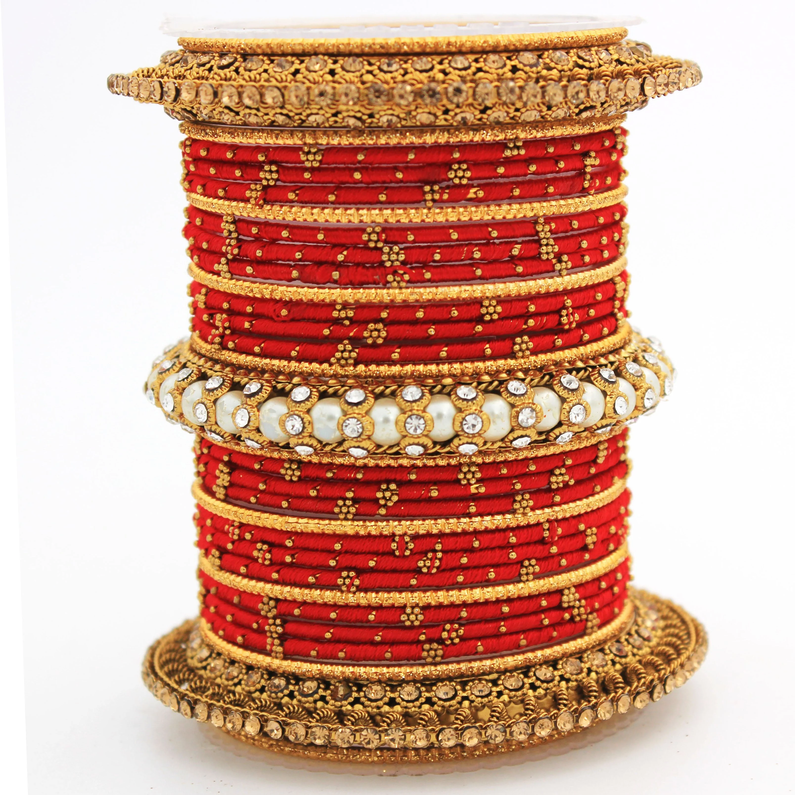 Traditional Thread bangle set with Pearl centre kada by Leshya - Image 7