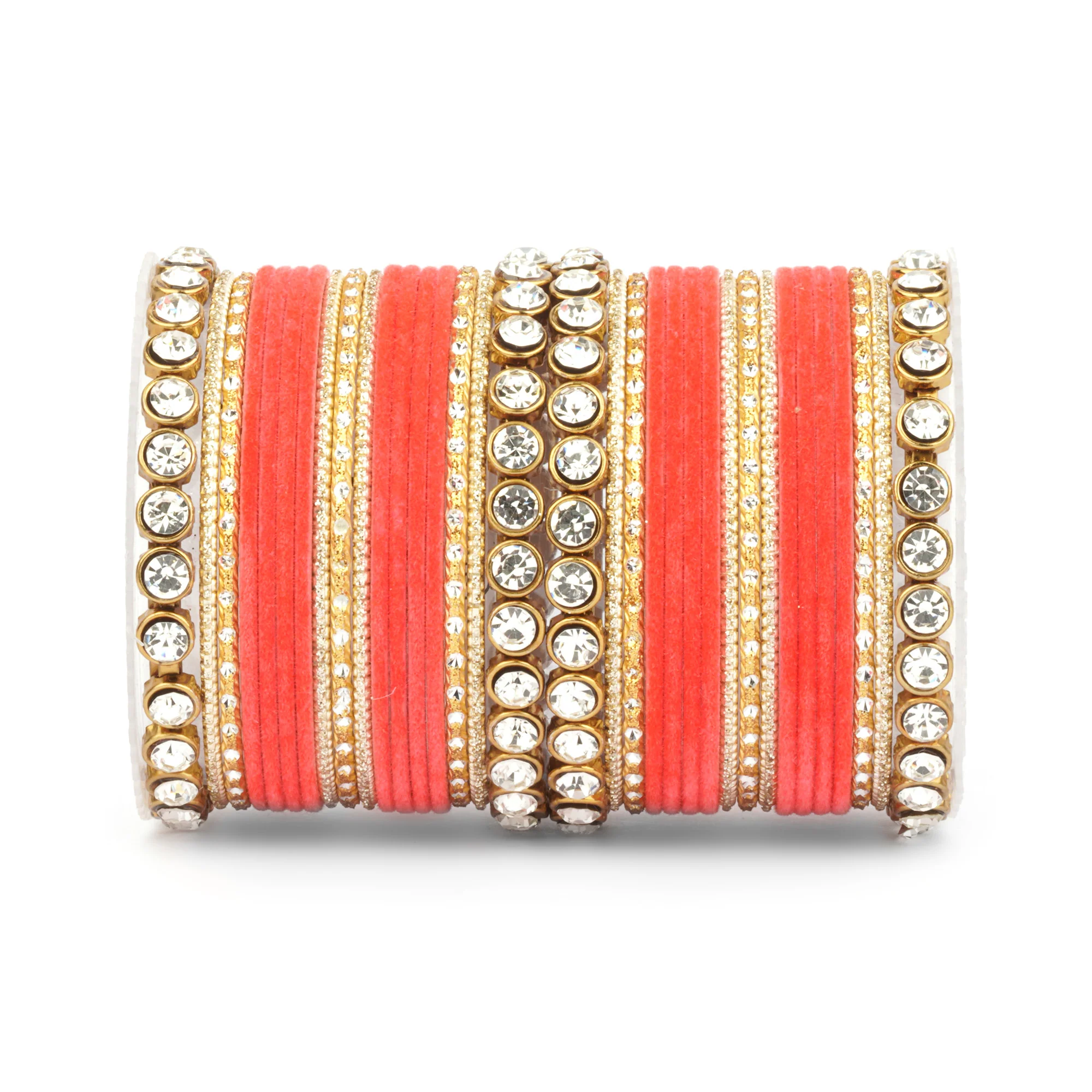 Traditional Velvet Bangle Set by Leshya with Stone Kadas for Women - Image 10