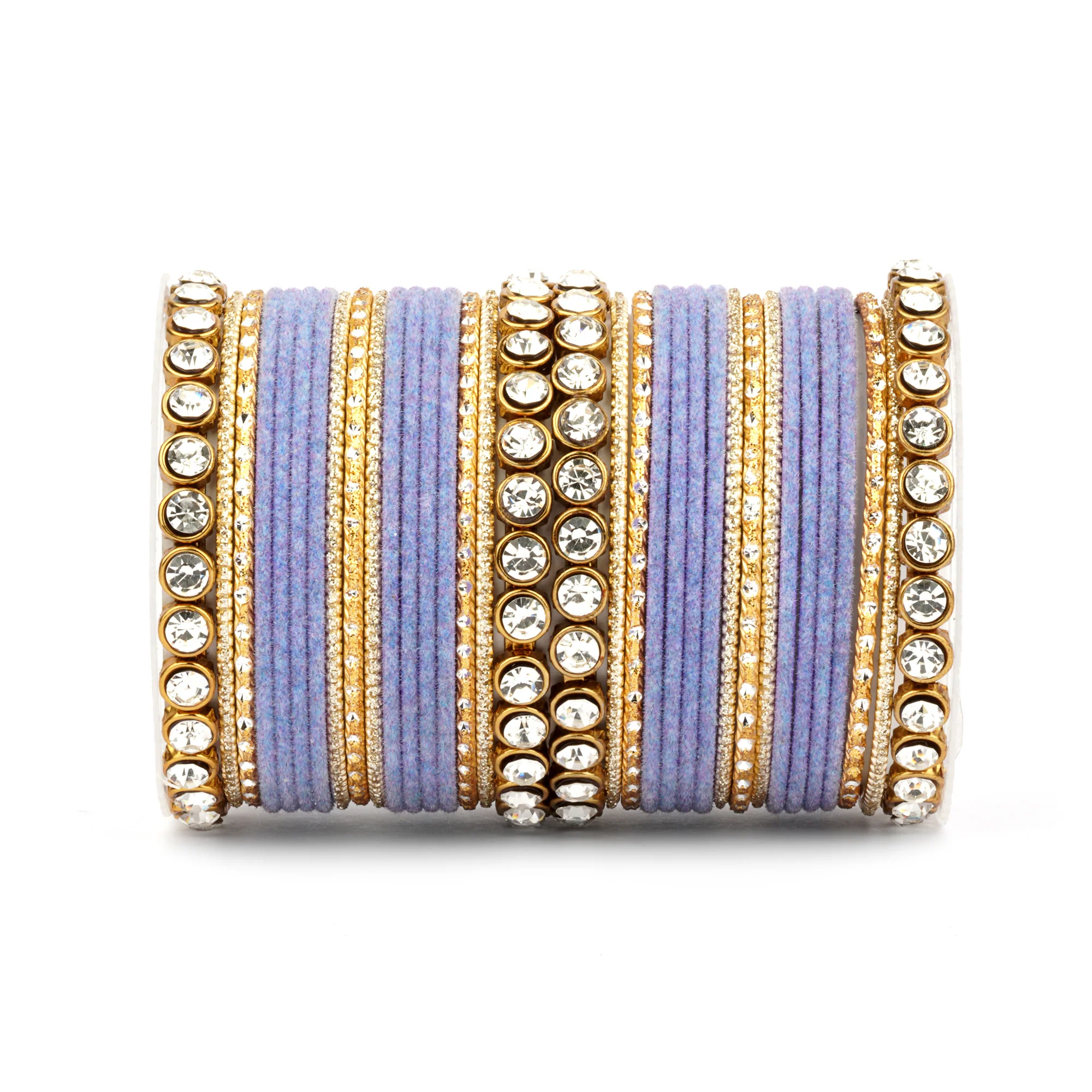 Traditional Velvet Bangle Set by Leshya with Stone Kadas for Women - Image 18