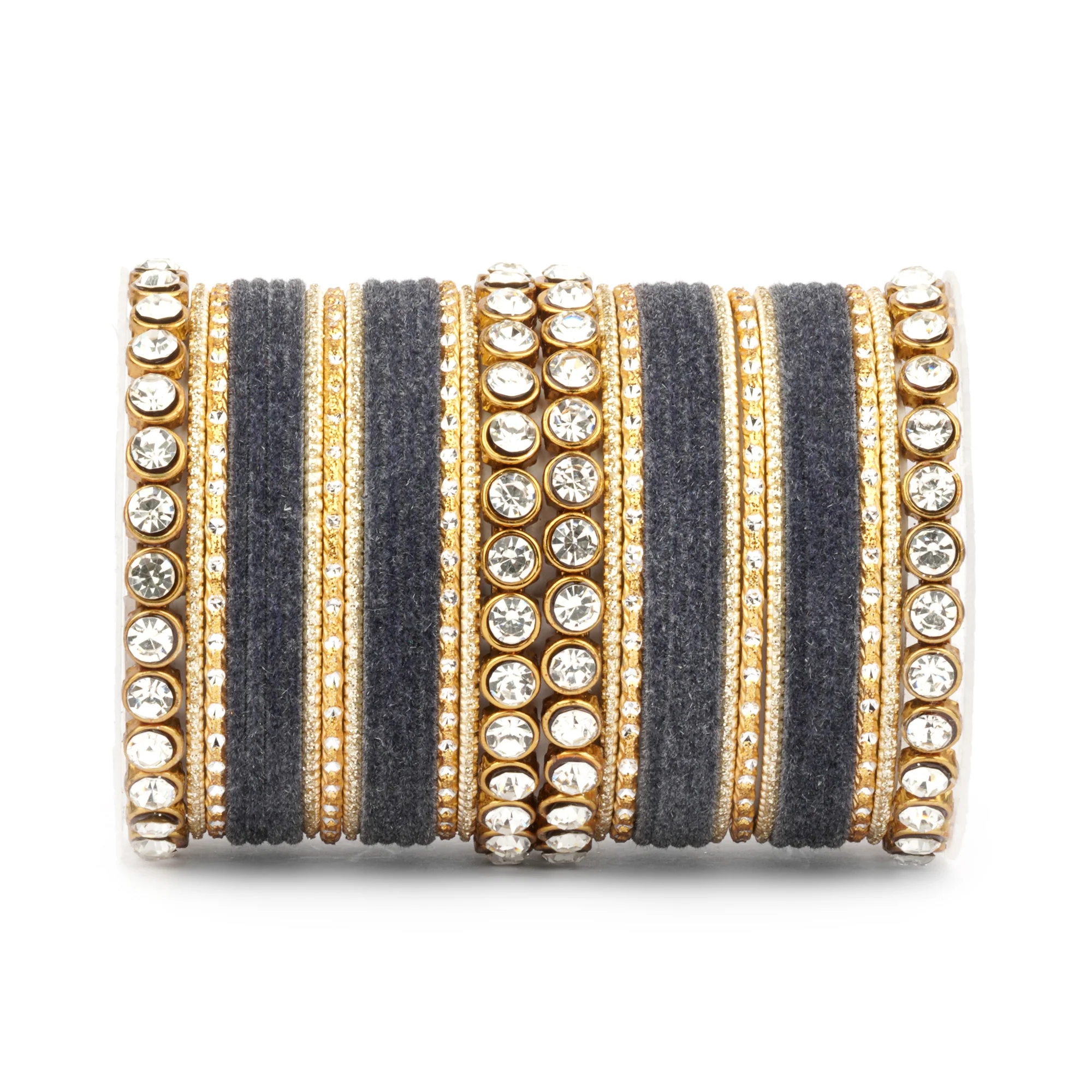 Traditional Velvet Bangle Set by Leshya with Stone Kadas for Women  (Plus Size) - Image 16