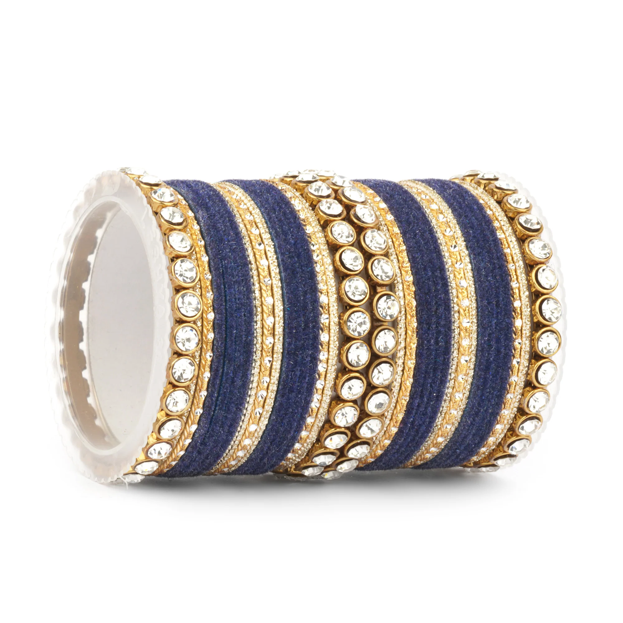 Traditional Velvet Bangle Set by Leshya with Stone Kadas for Women  (Plus Size) - Image 25