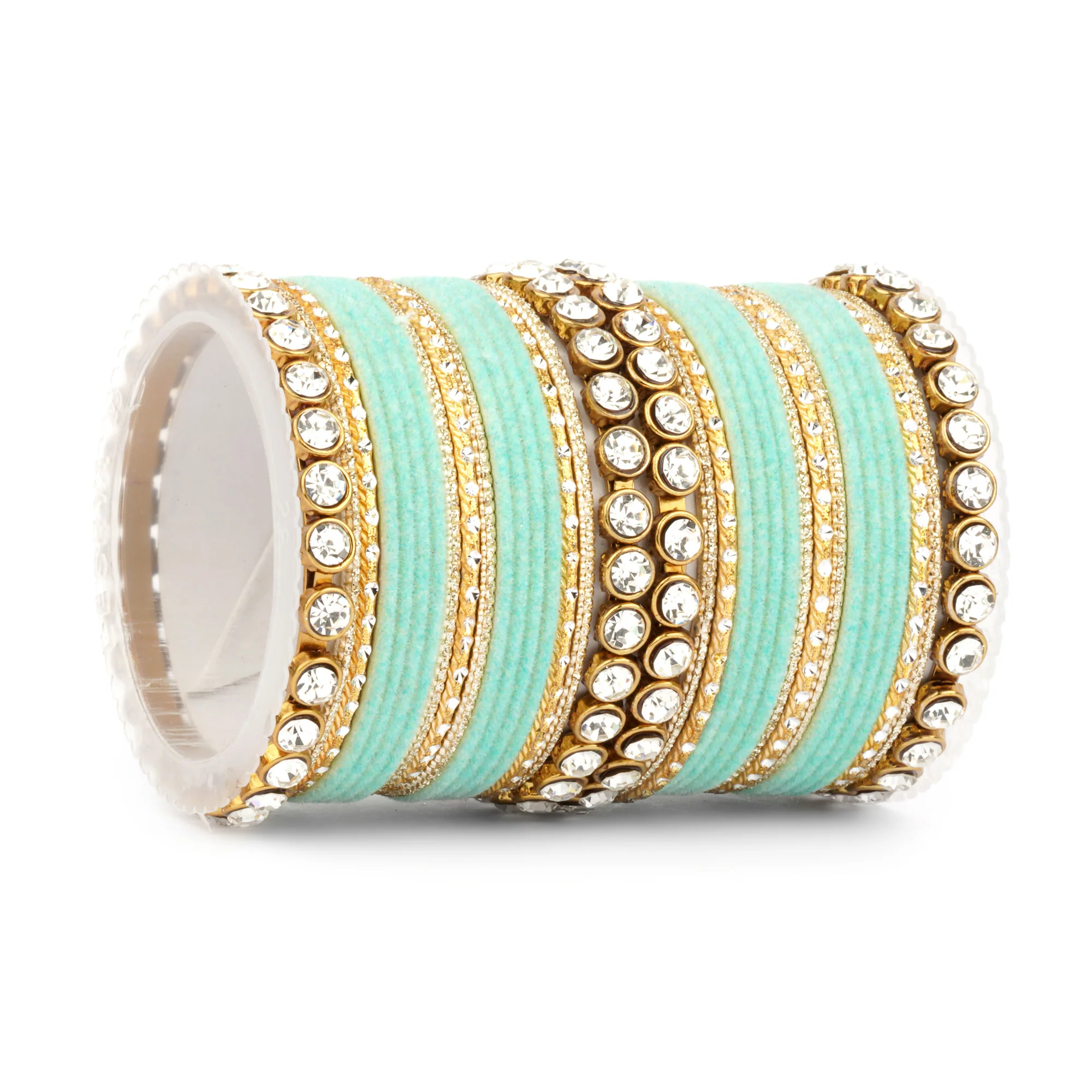 Traditional Velvet Bangle Set by Leshya with Stone Kadas for Women  (Plus Size) - Image 3