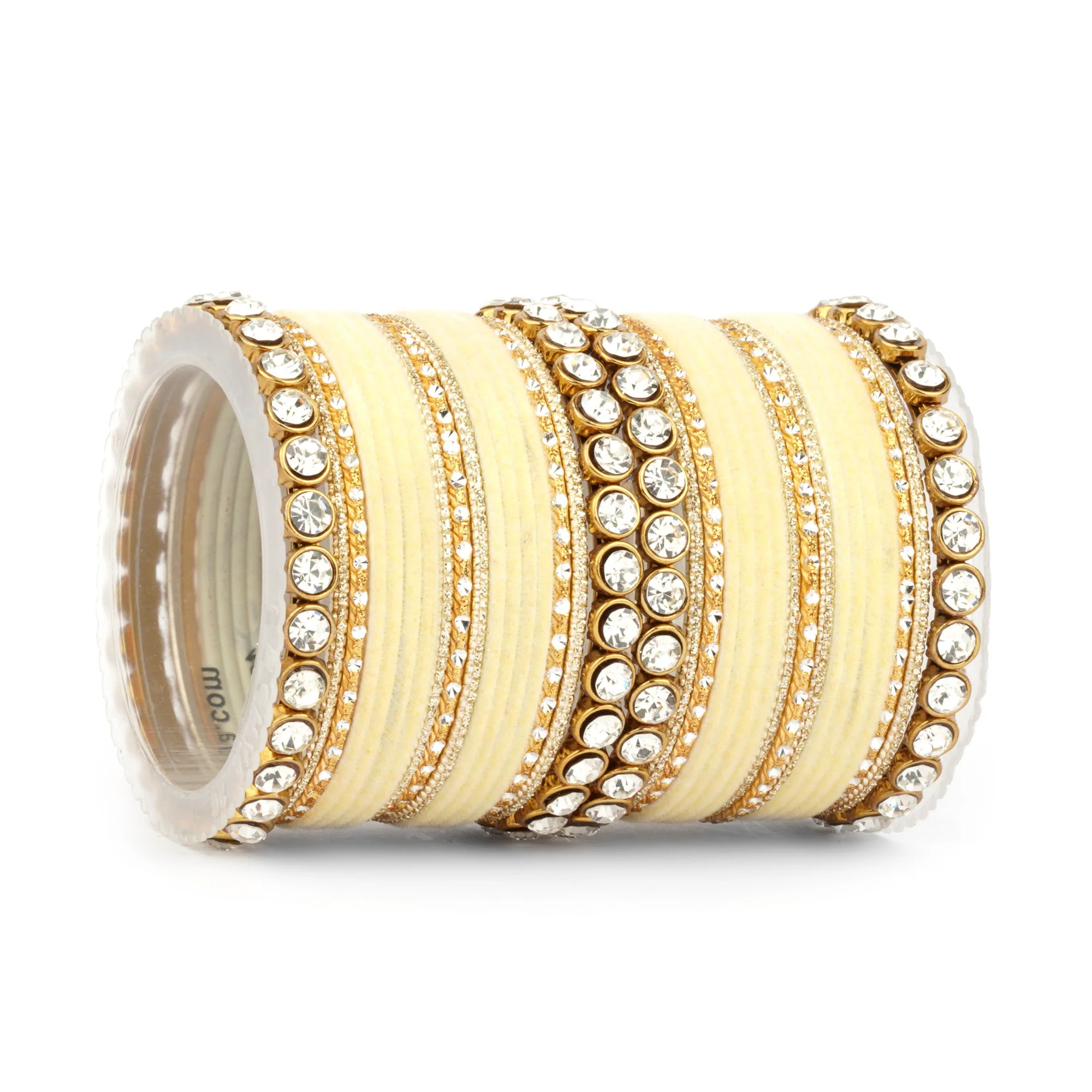 Traditional Velvet Bangle Set by Leshya with Stone Kadas for Women - Image 11