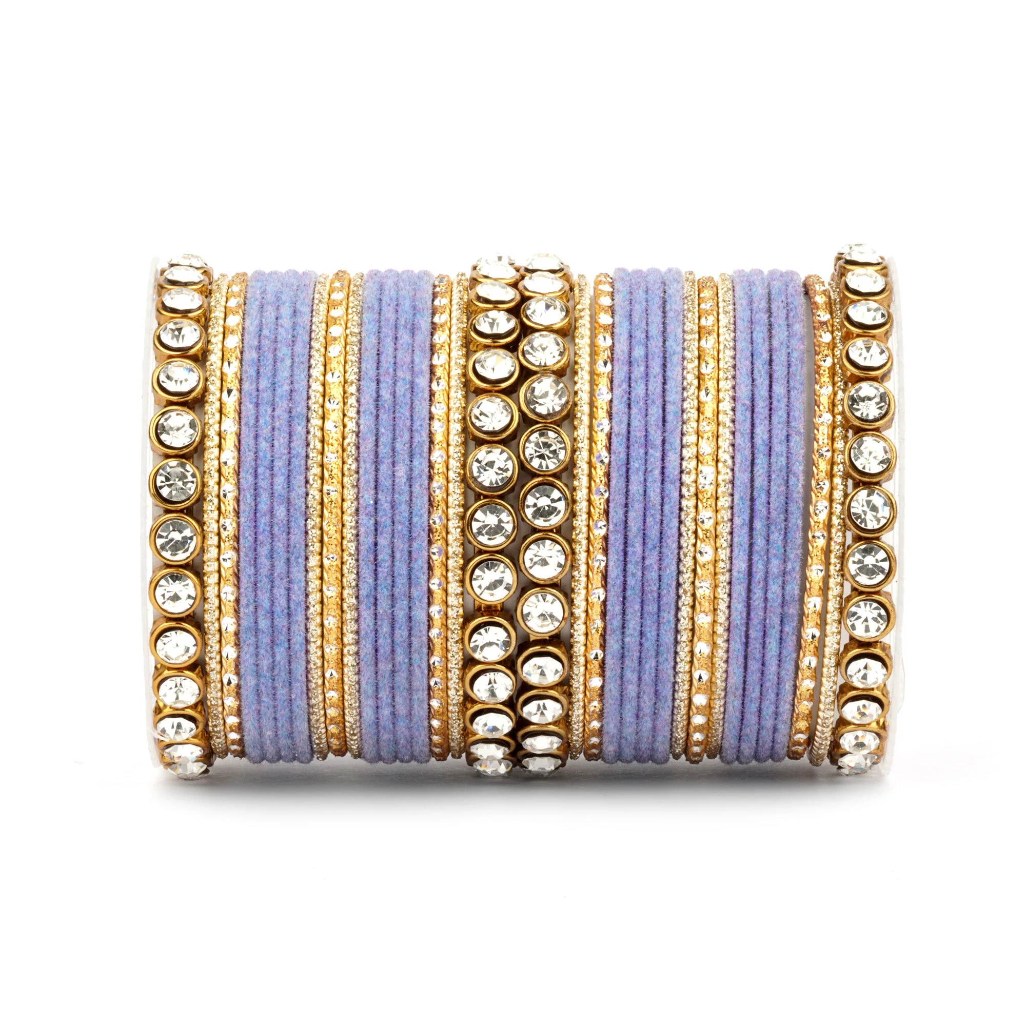 Traditional Velvet Bangle Set by Leshya with Stone Kadas for Women - Image 18