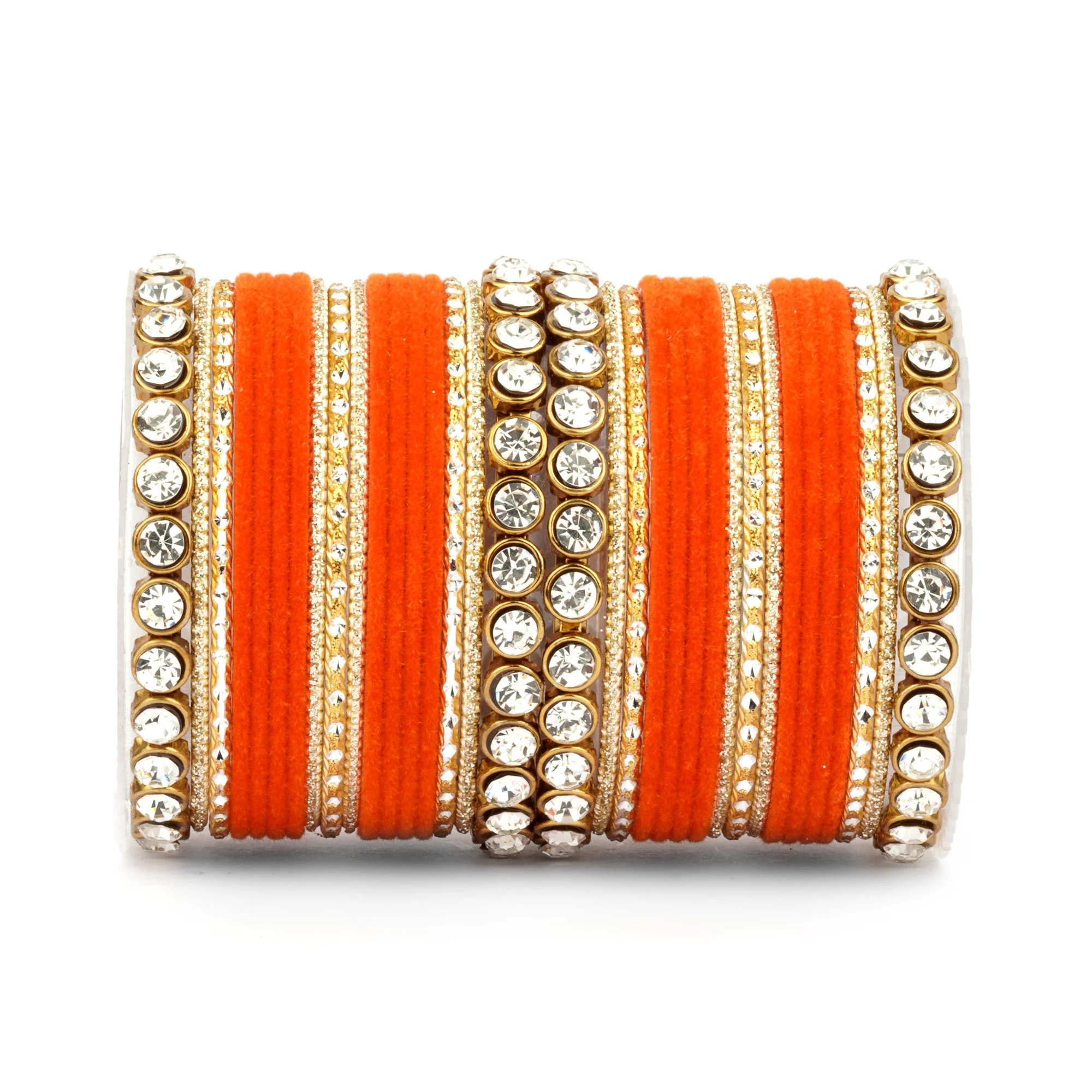 Traditional Velvet Bangle Set by Leshya with Stone Kadas for Women - Image 24