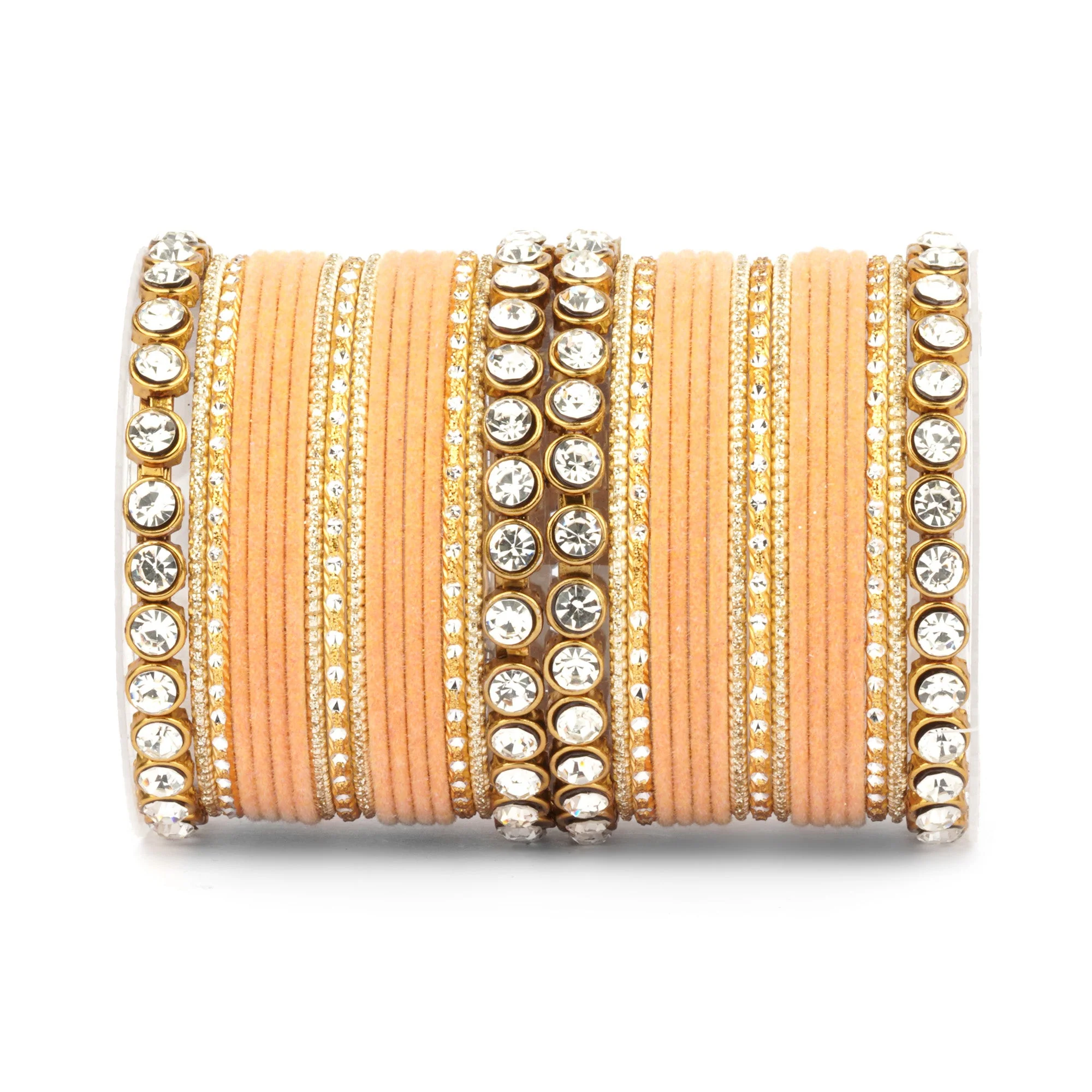 Traditional Velvet Bangle Set by Leshya with Stone Kadas for Women - Image 26