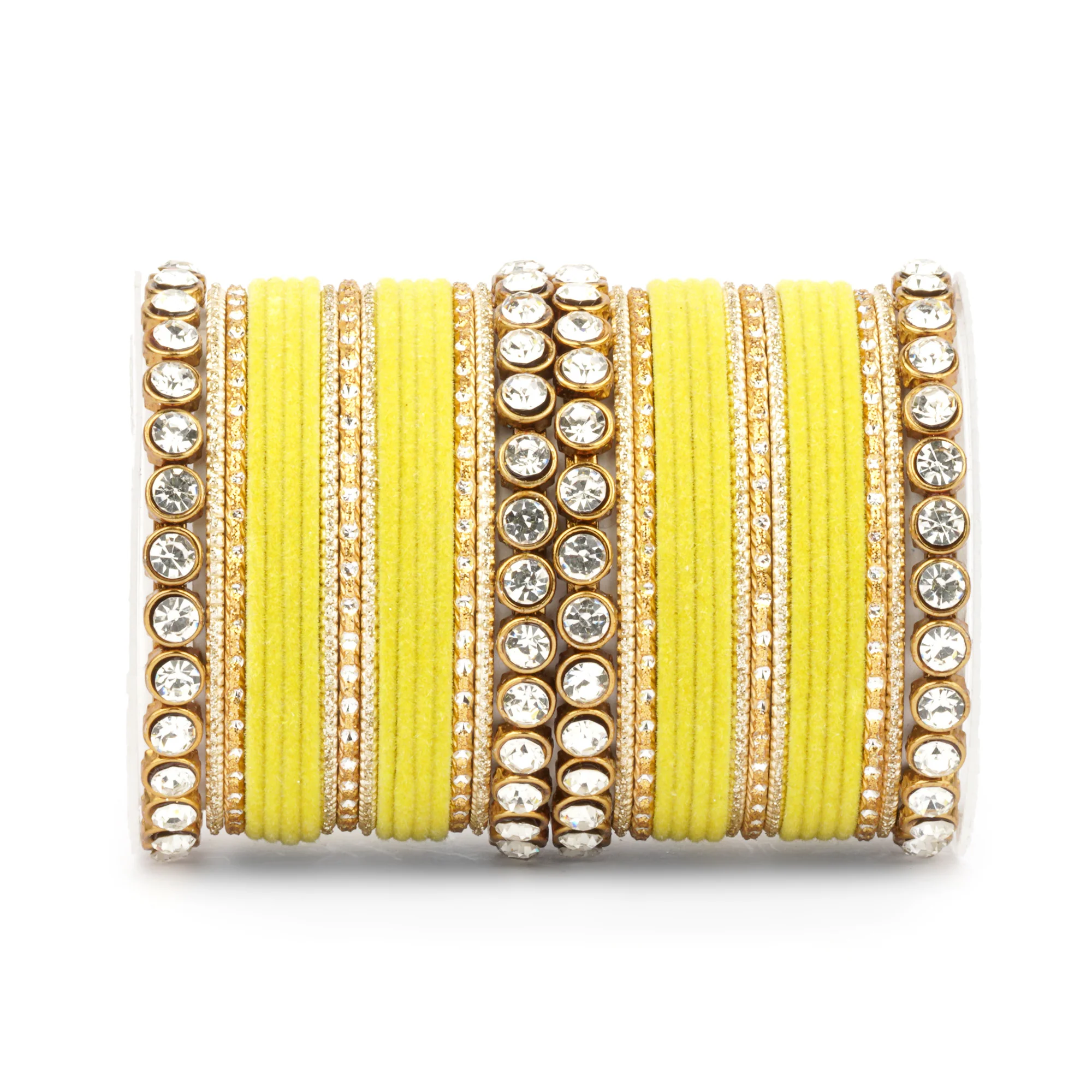 Traditional Velvet Bangle Set by Leshya with Stone Kadas for Women - Image 38