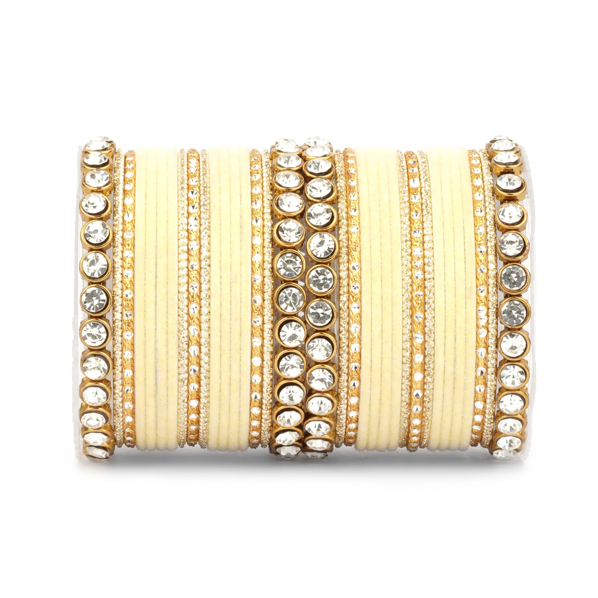 Traditional Velvet Bangle Set by Leshya with Stone Kadas for Women - Image 10