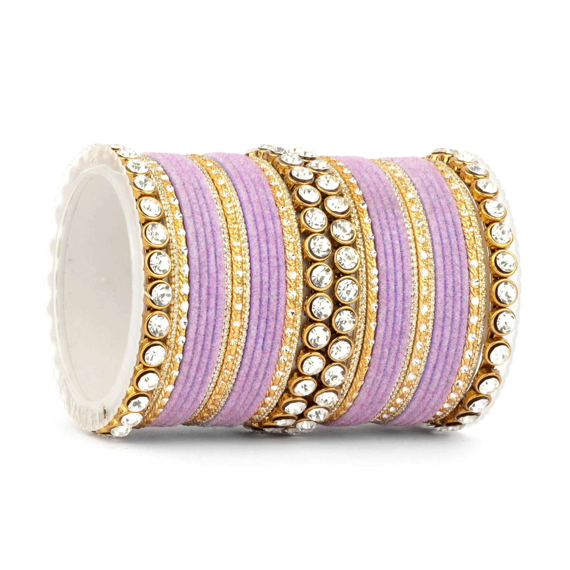 Traditional Velvet Bangle Set by Leshya with Stone Kadas for Women - Image 21
