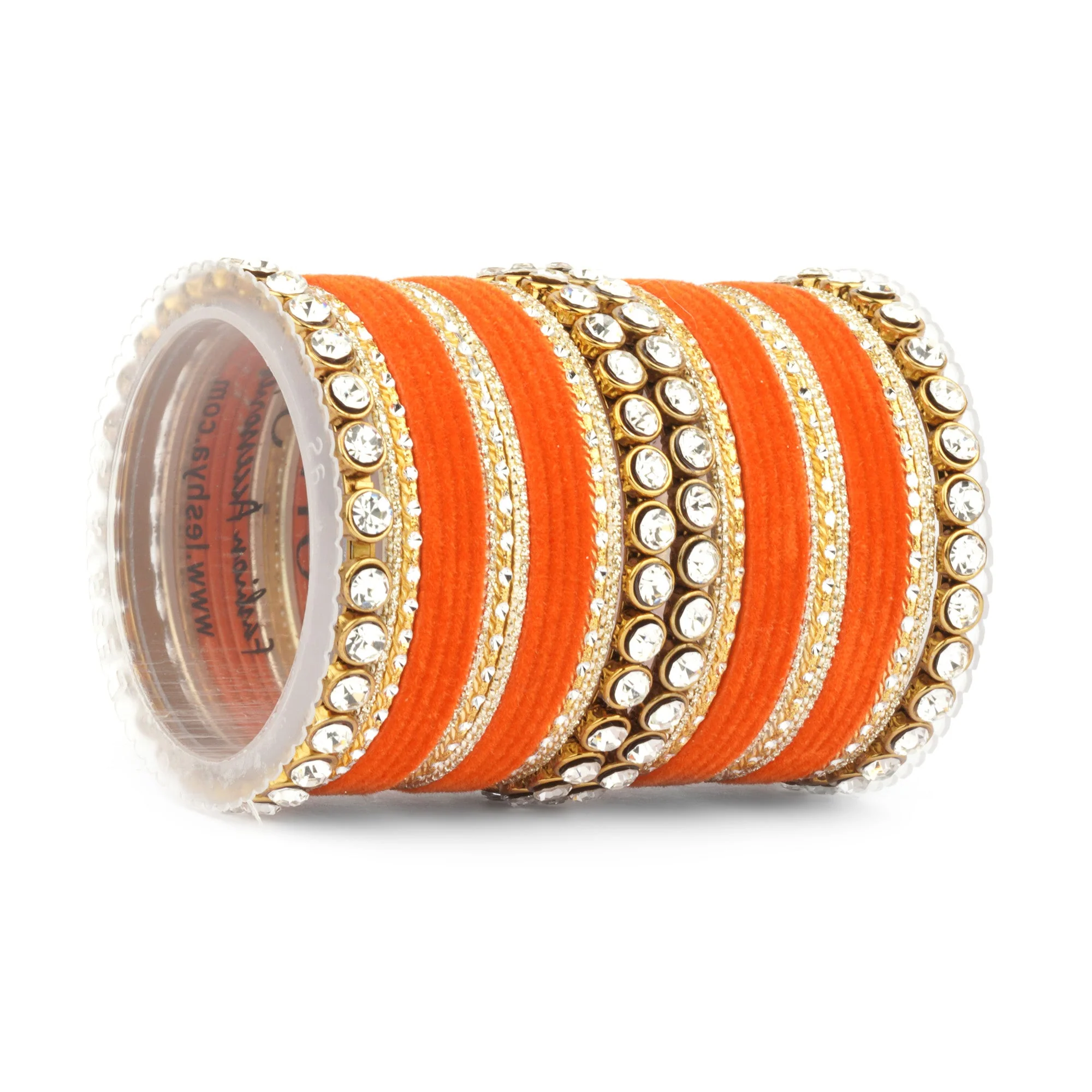 Traditional Velvet Bangle Set by Leshya with Stone Kadas for Women - Image 25