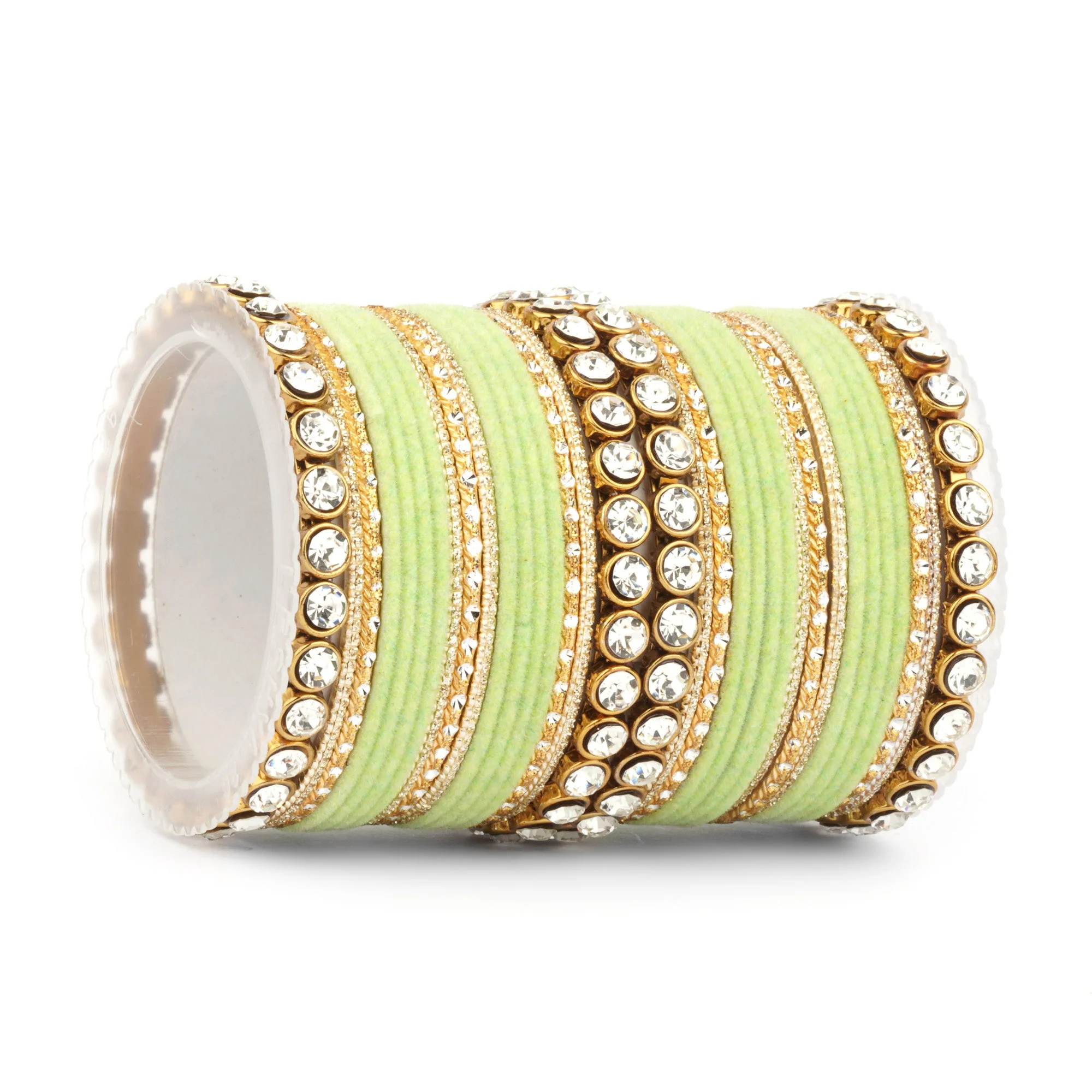 Traditional Velvet Bangle Set by Leshya with Stone Kadas for Women - Image 29