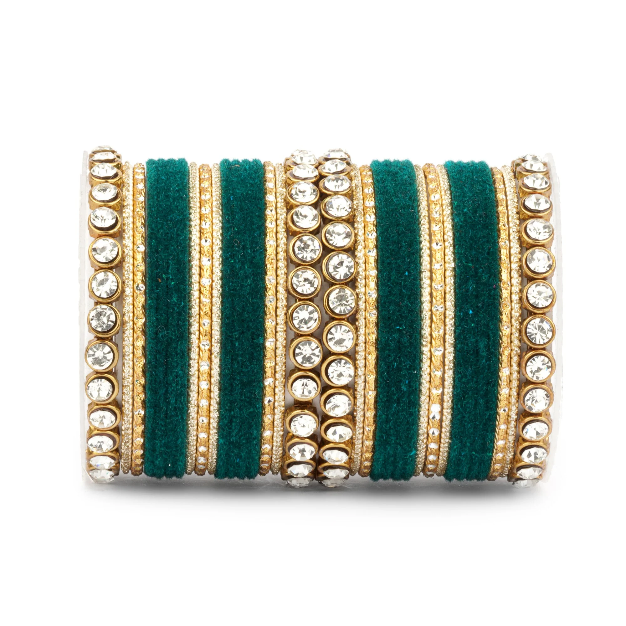 Traditional Velvet Bangle Set by Leshya with Stone Kadas for Women - Image 18
