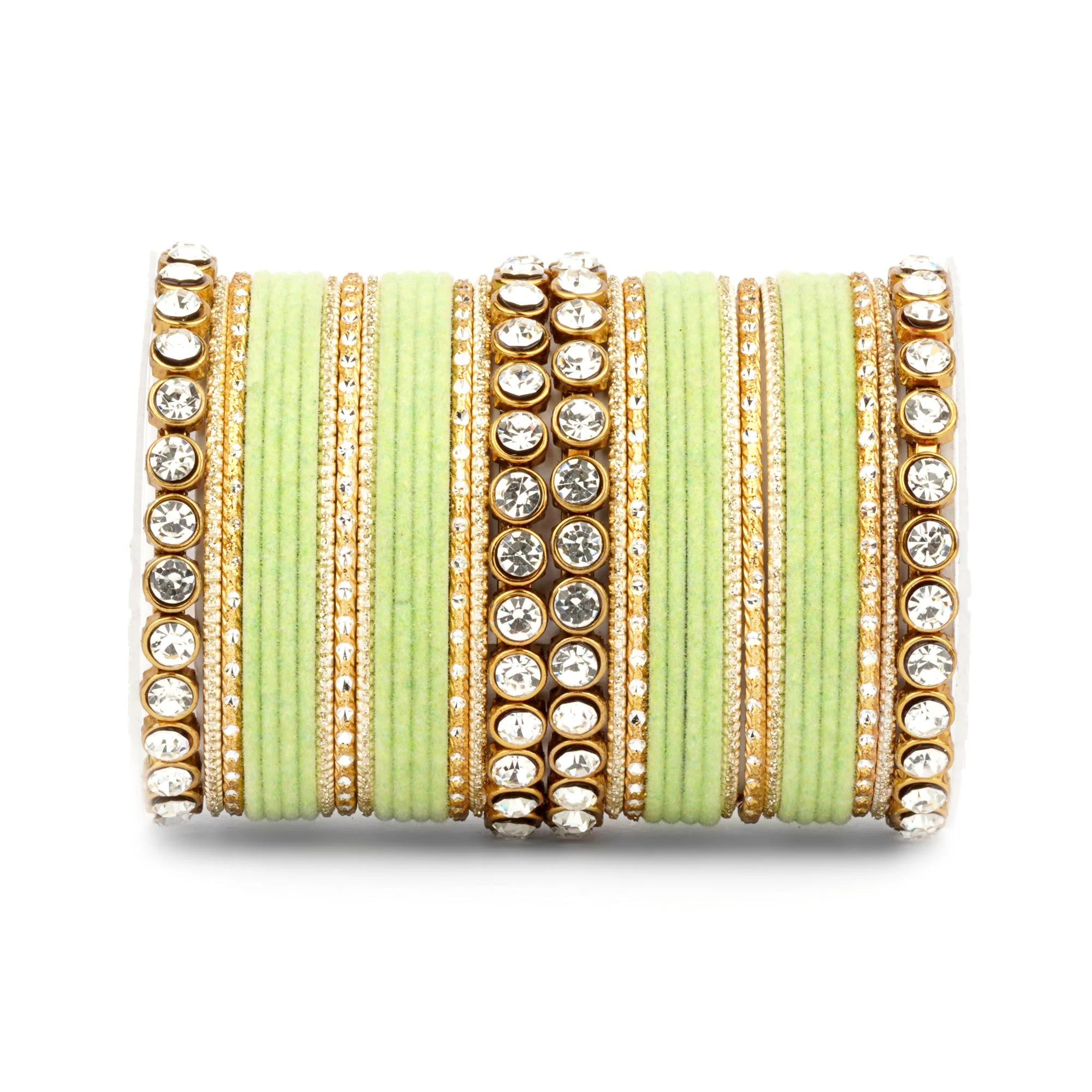 Traditional Velvet Bangle Set by Leshya with Stone Kadas for Women - Image 30