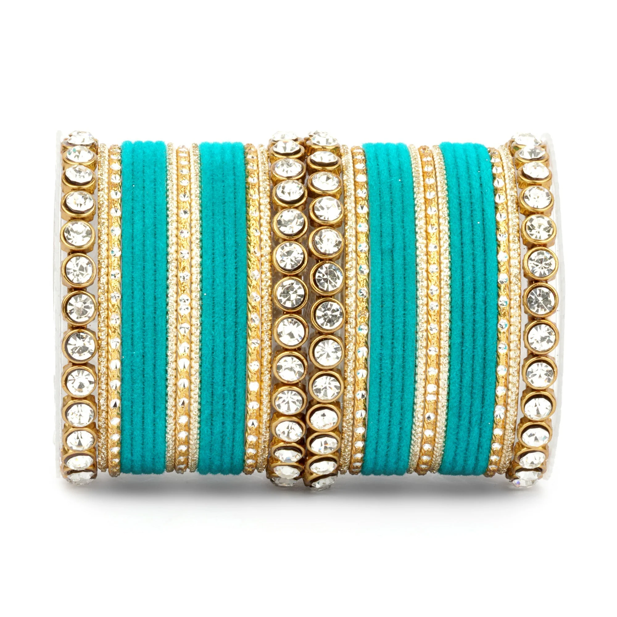 Traditional Velvet Bangle Set by Leshya with Stone Kadas for Women - Image 38