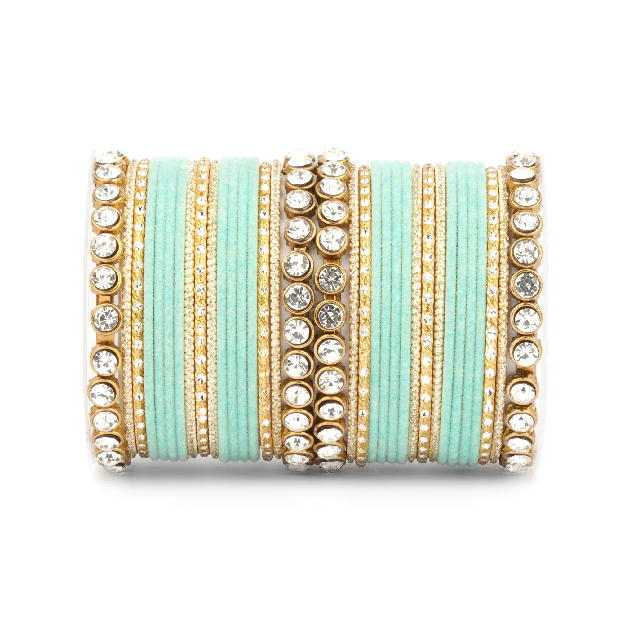Traditional Velvet Bangle Set by Leshya with Stone Kadas for Women - Image 8