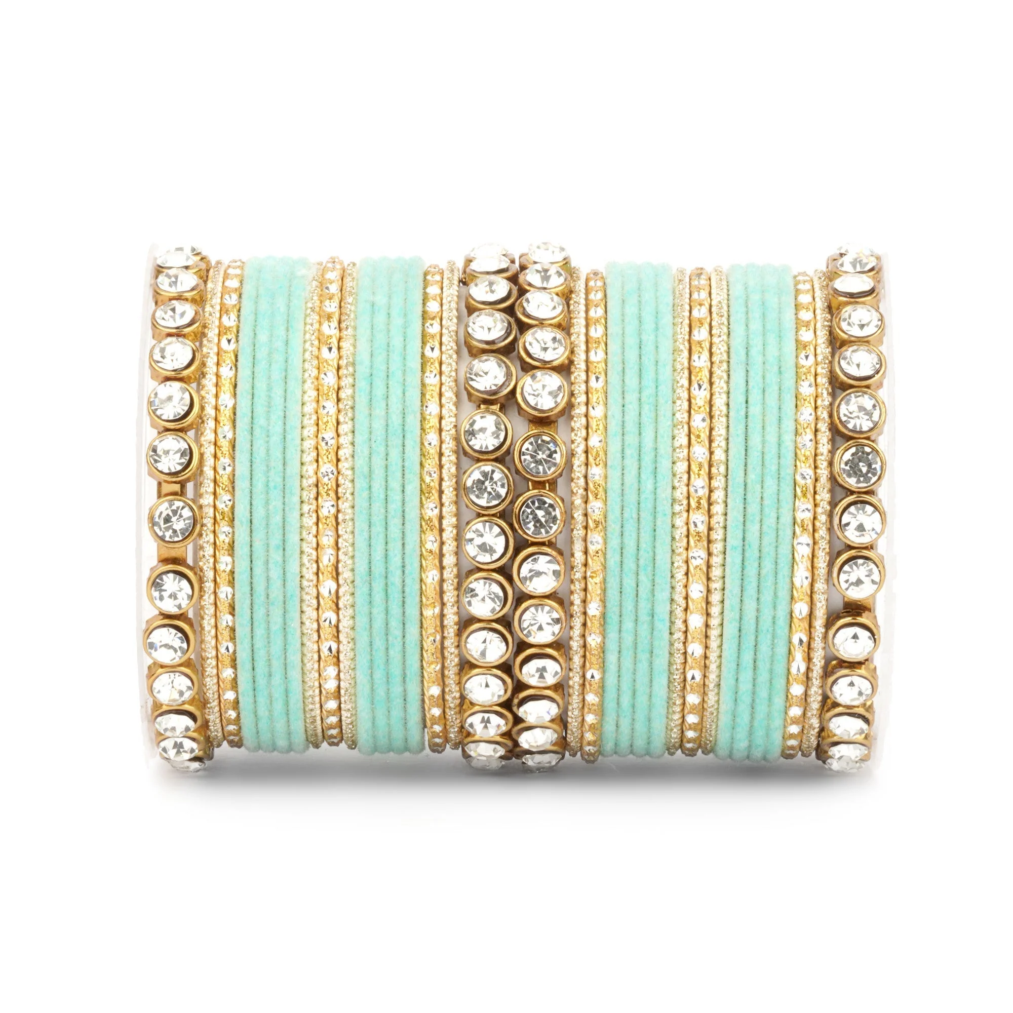Traditional Velvet Bangle Set by Leshya with Stone Kadas for Women - Image 10