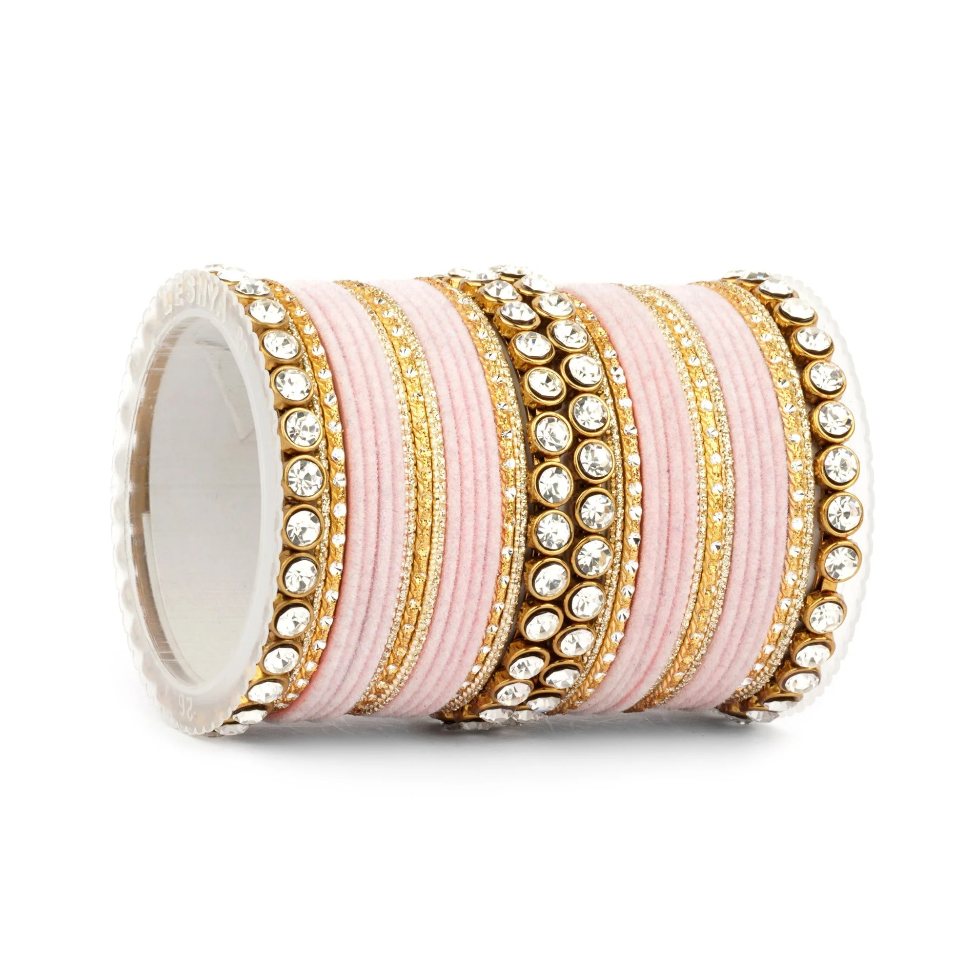 Traditional Velvet Bangle Set by Leshya with Stone Kadas for Women - Image 15