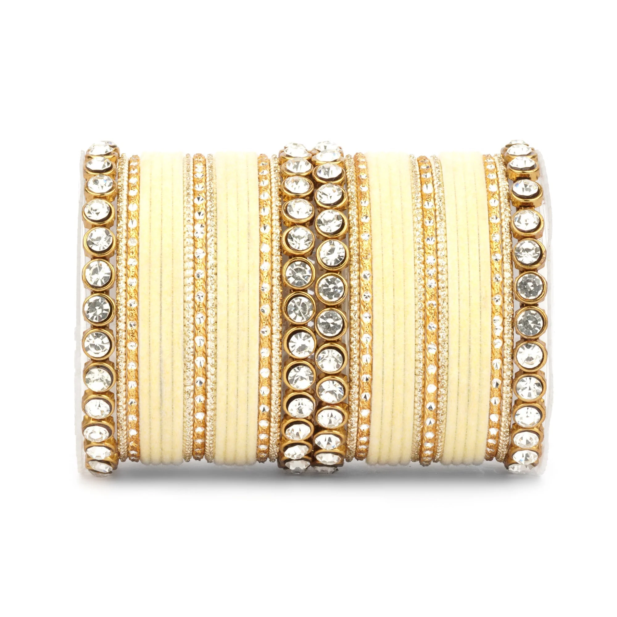 Traditional Velvet Bangle Set by Leshya with Stone Kadas for Women - Image 16