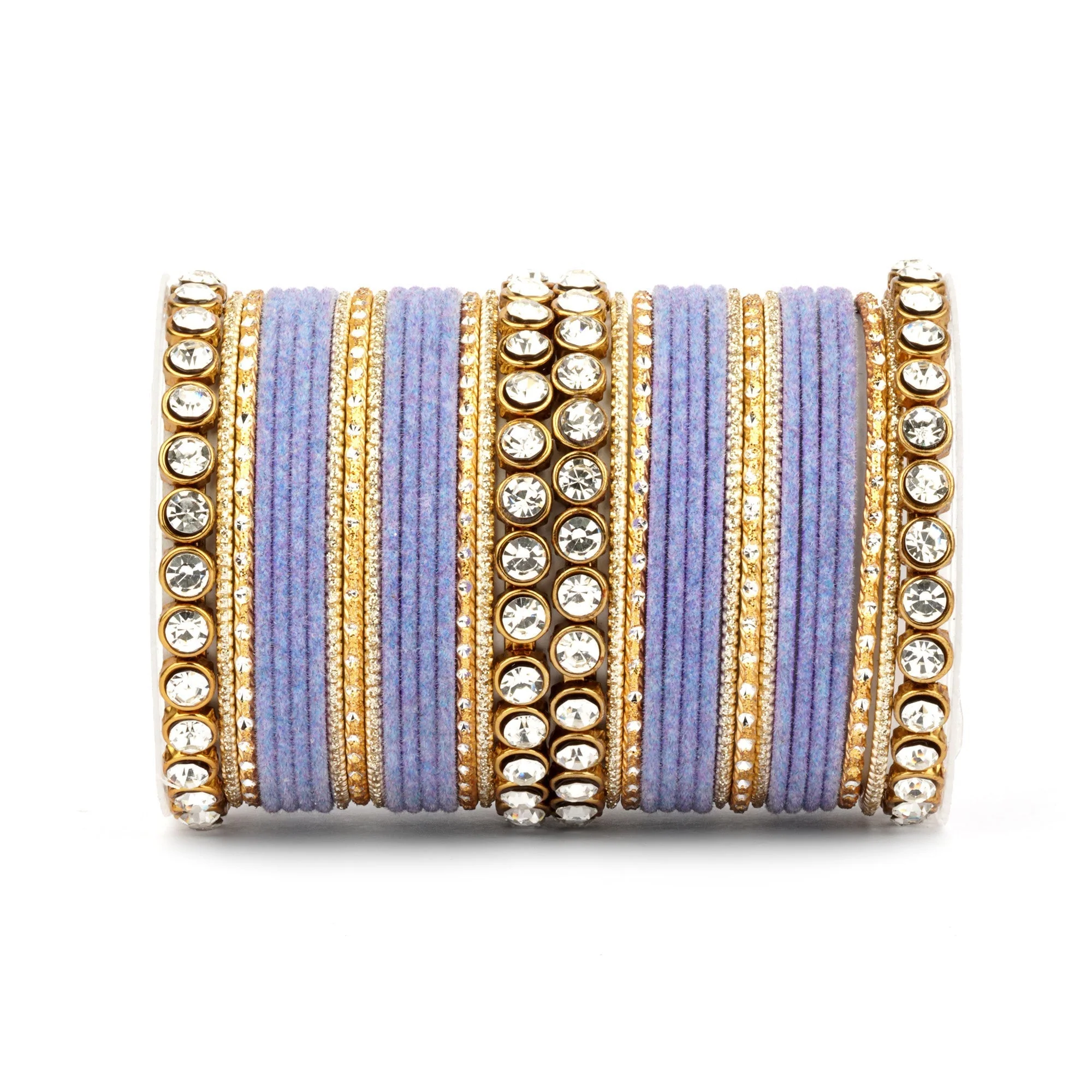 Traditional Velvet Bangle Set by Leshya with Stone Kadas for Women - Image 26