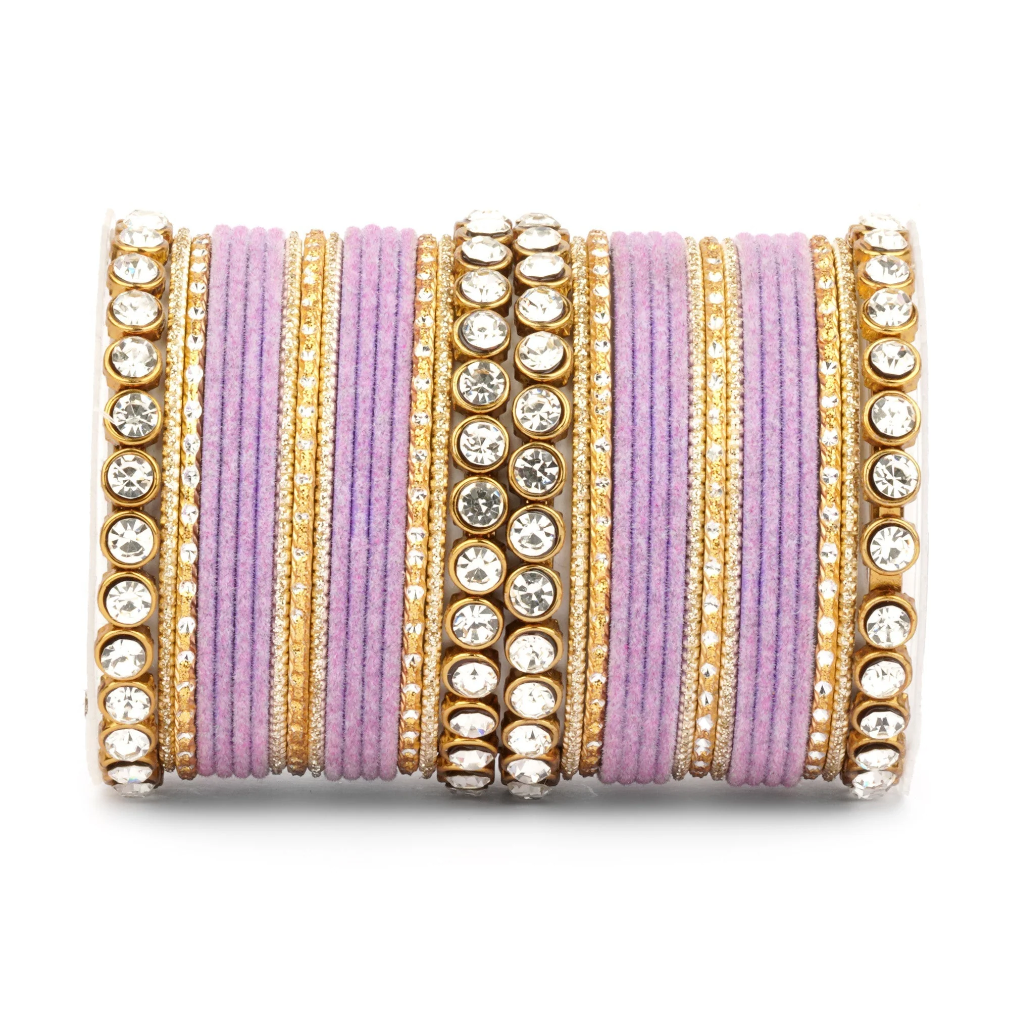 Traditional Velvet Bangle Set by Leshya with Stone Kadas for Women - Image 28