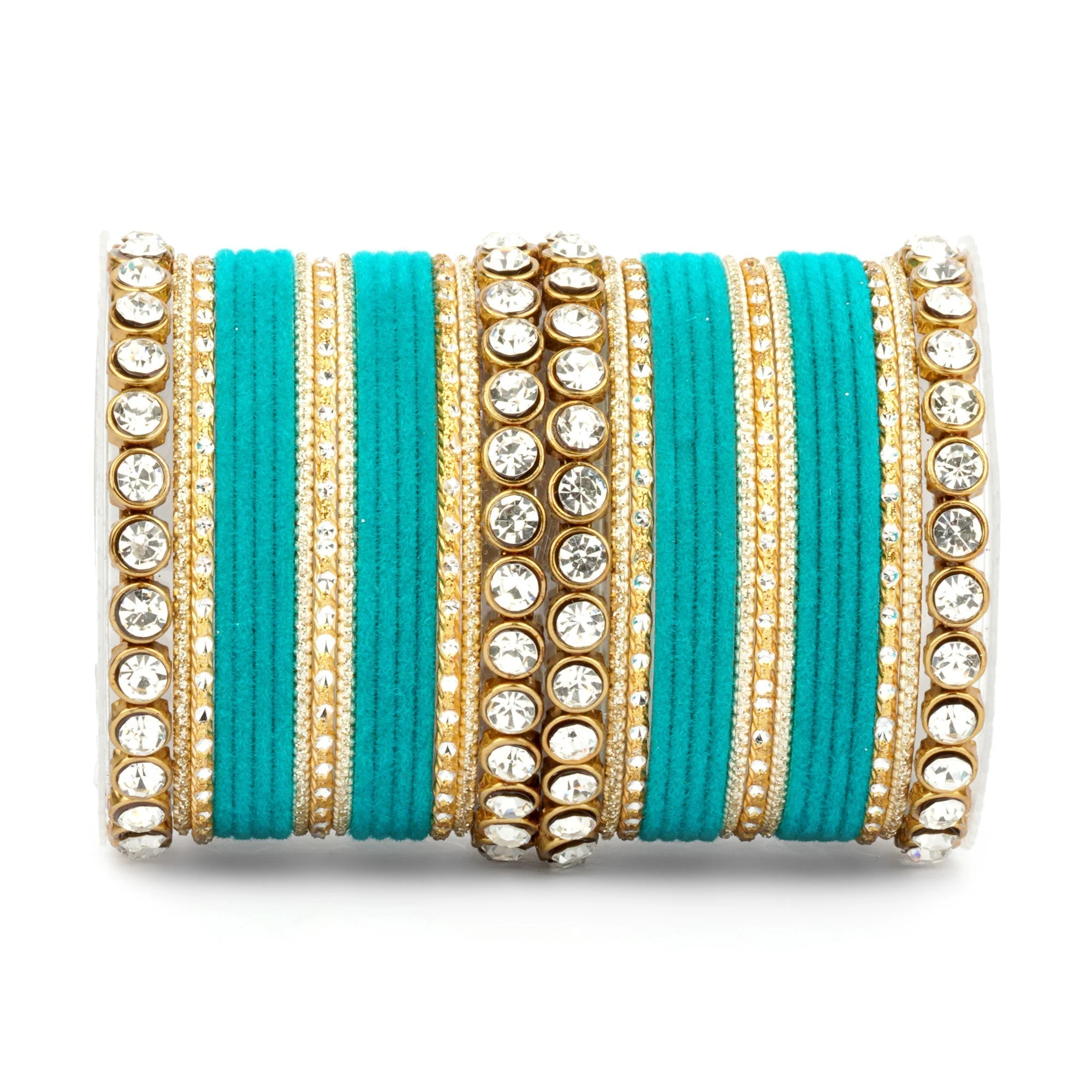 Traditional Velvet Bangle Set by Leshya with Stone Kadas for Women - Image 38