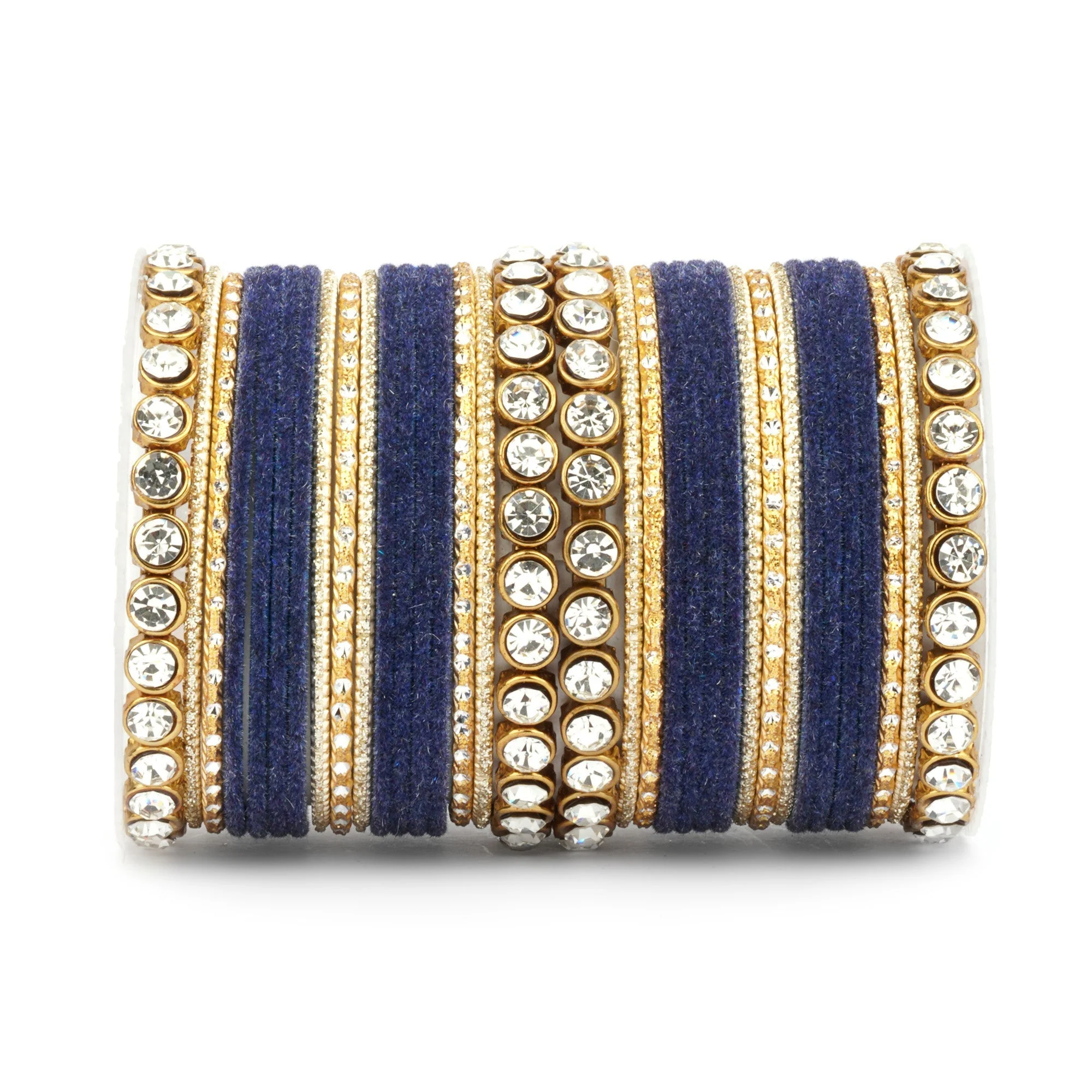 Traditional Velvet Bangle Set by Leshya with Stone Kadas for Women - Image 5