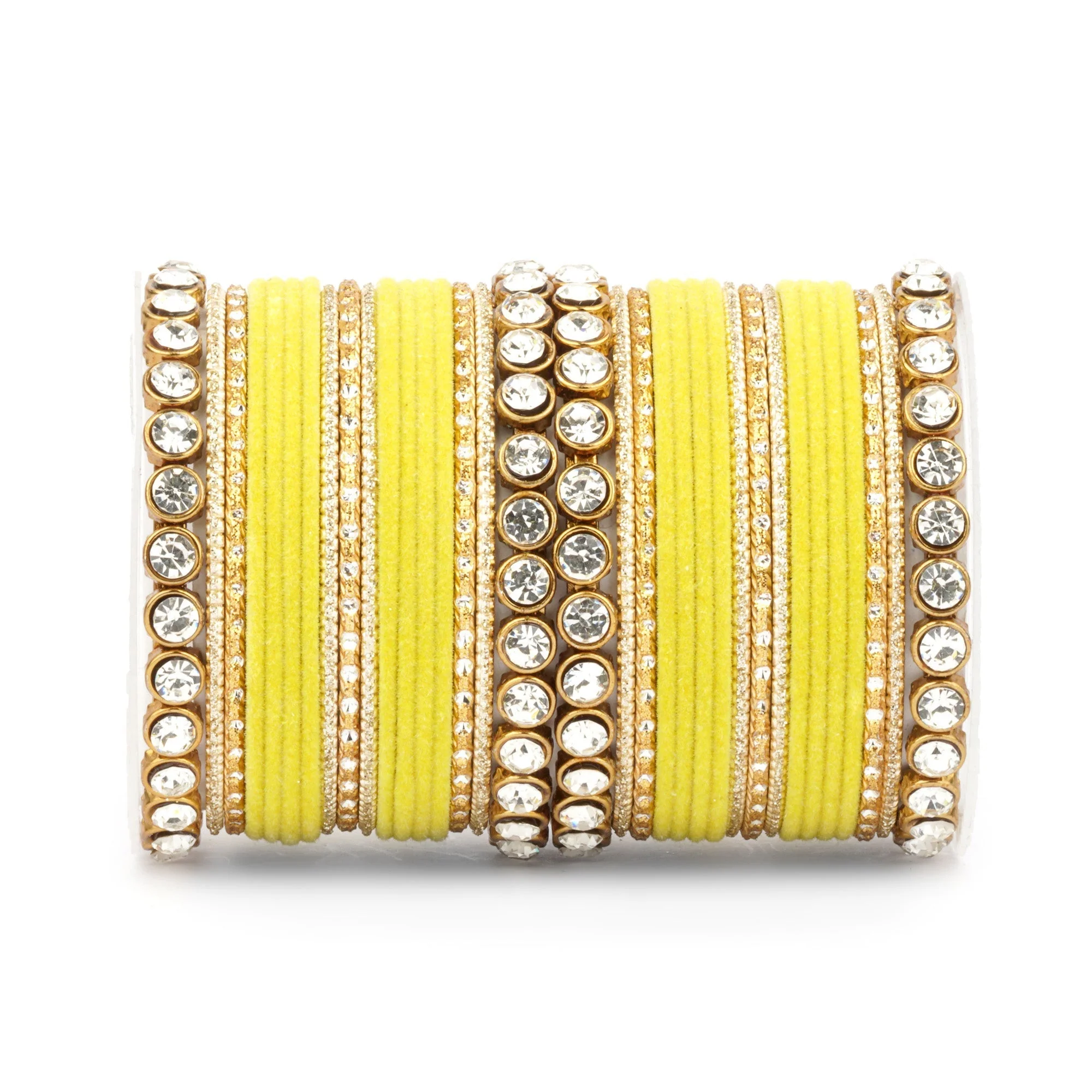 Traditional Velvet Bangle Set by Leshya with Stone Kadas for Women - Image 7