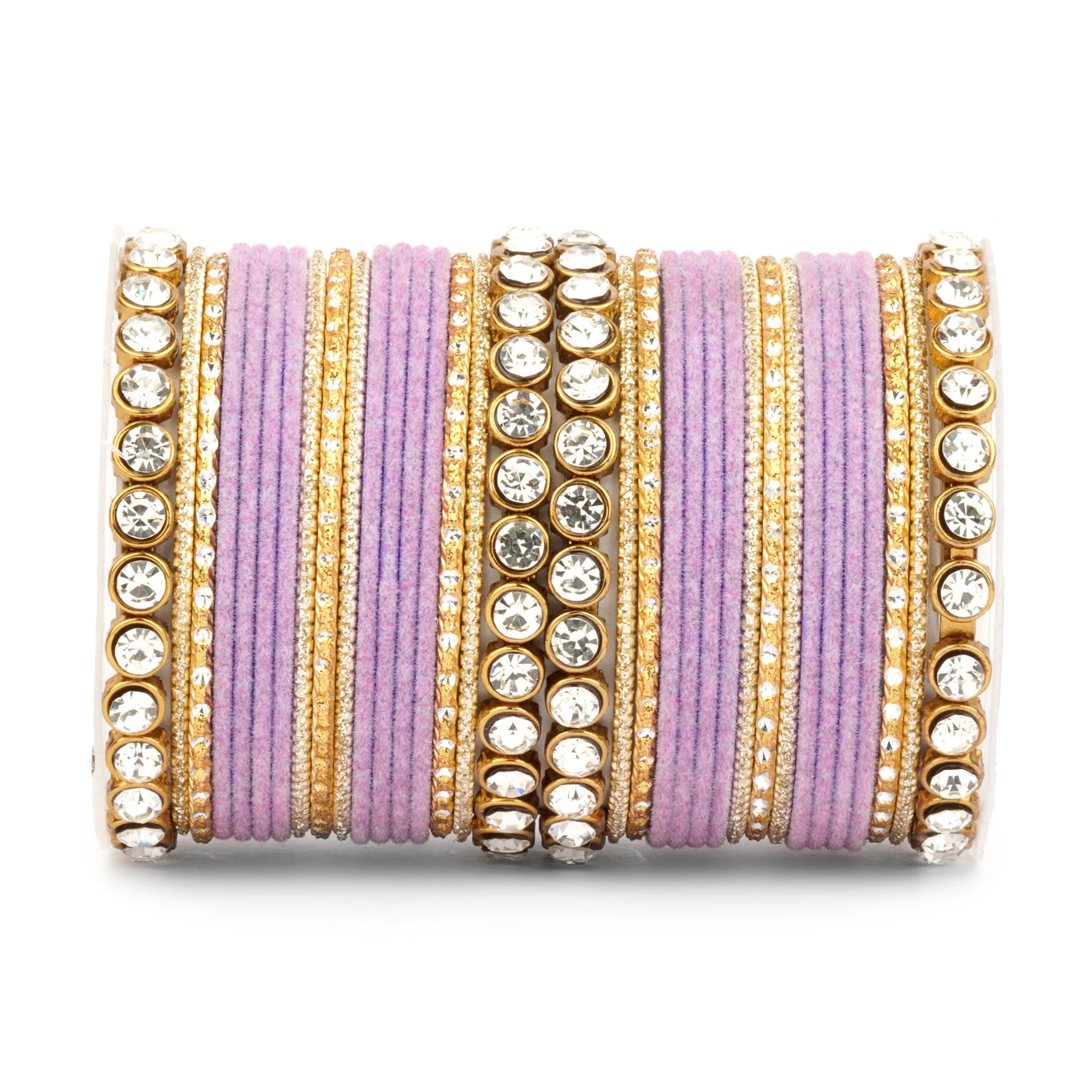 Traditional Velvet Bangle Set by Leshya with Stone Kadas for Women - Image 20