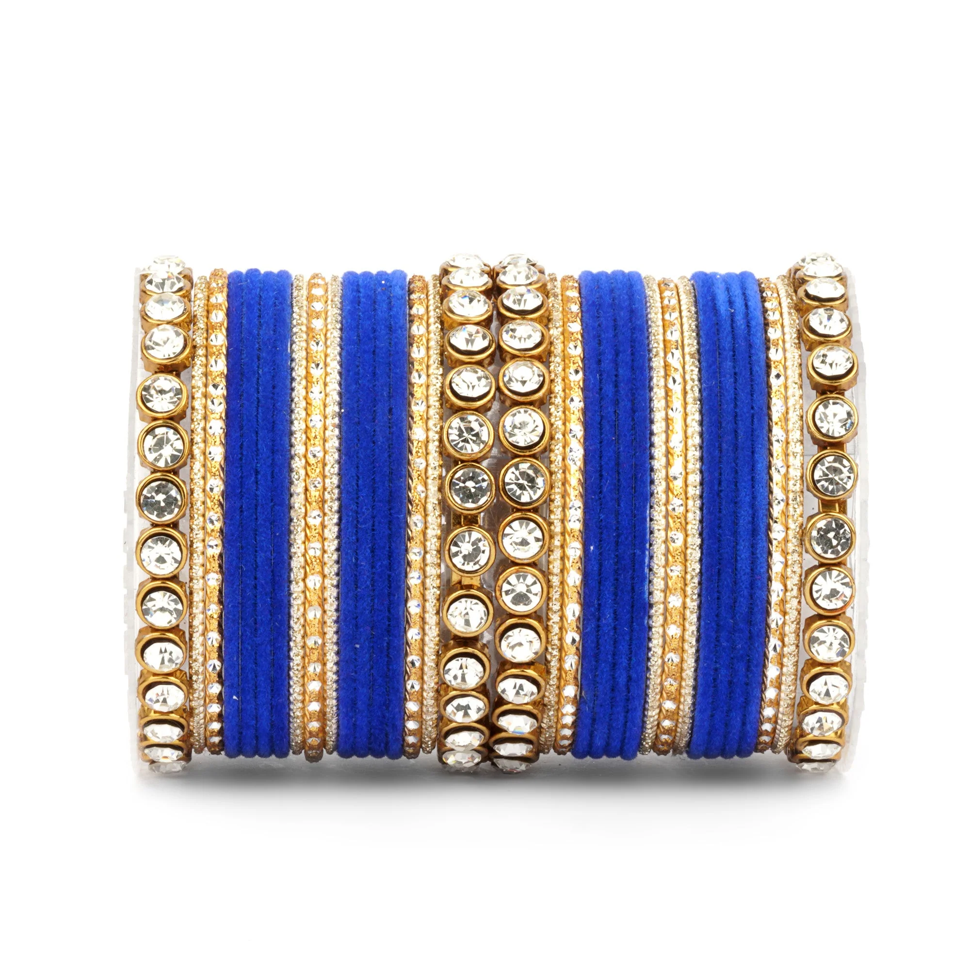 Traditional Velvet Bangle Set by Leshya with Stone Kadas for Women - Image 32