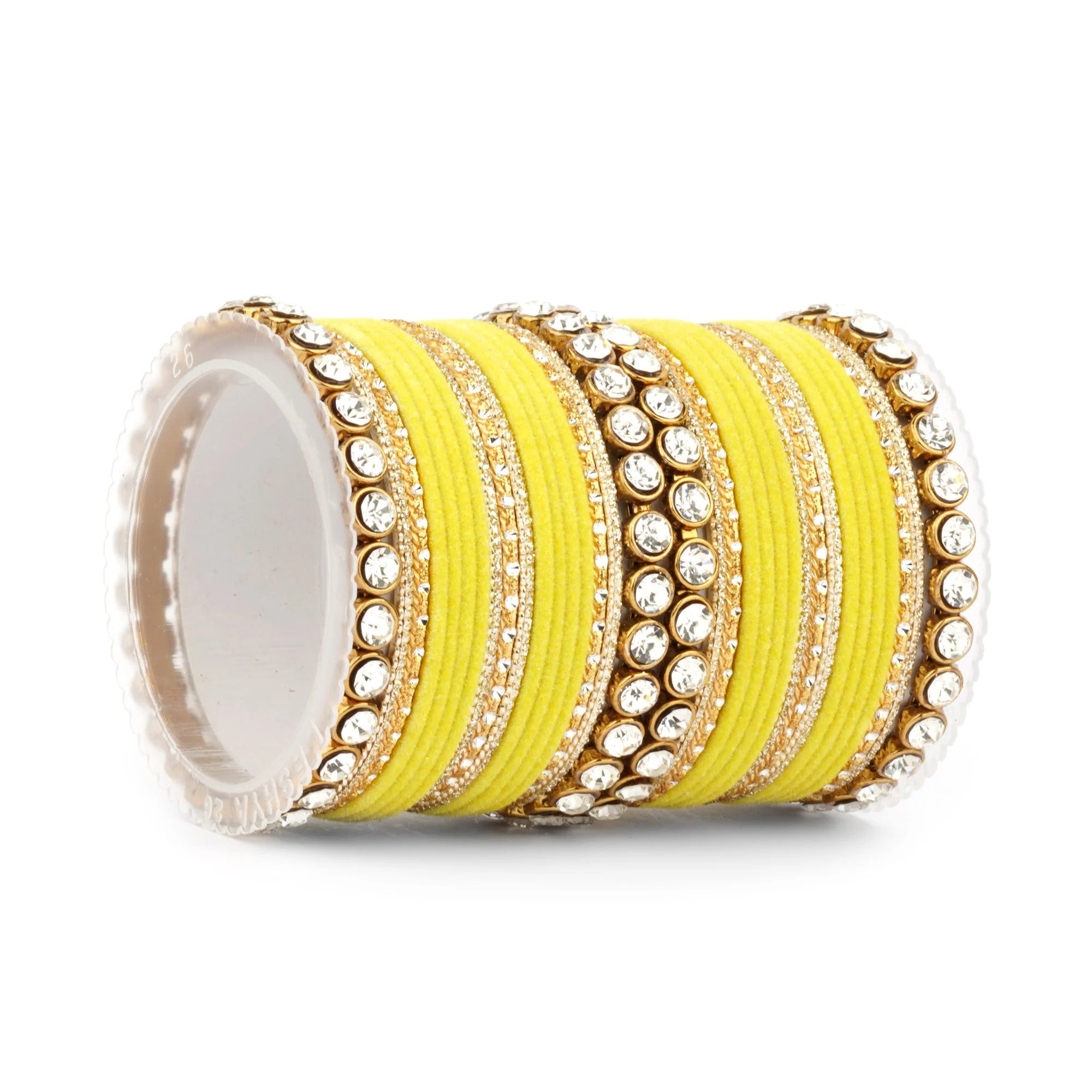 Traditional Velvet Bangle Set by Leshya with Stone Kadas for Women - Image 39