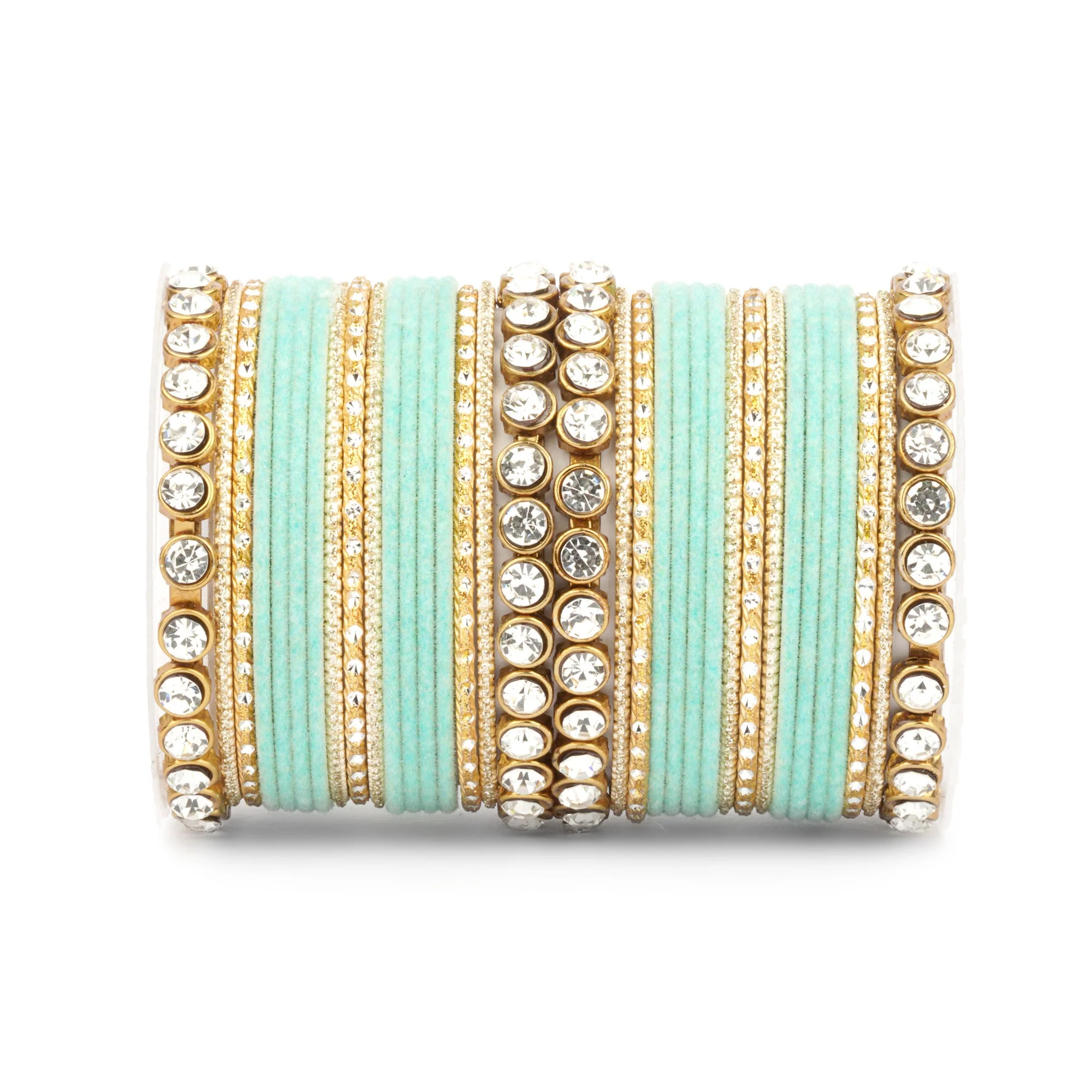 Traditional Velvet Bangle Set by Leshya with Stone Kadas for Women - Image 4