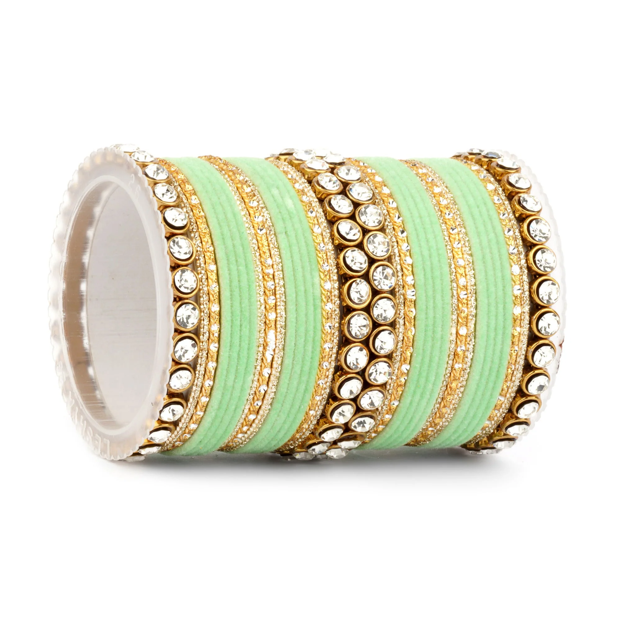 Traditional Velvet Bangle Set by Leshya with Stone Kadas for Women - Image 7