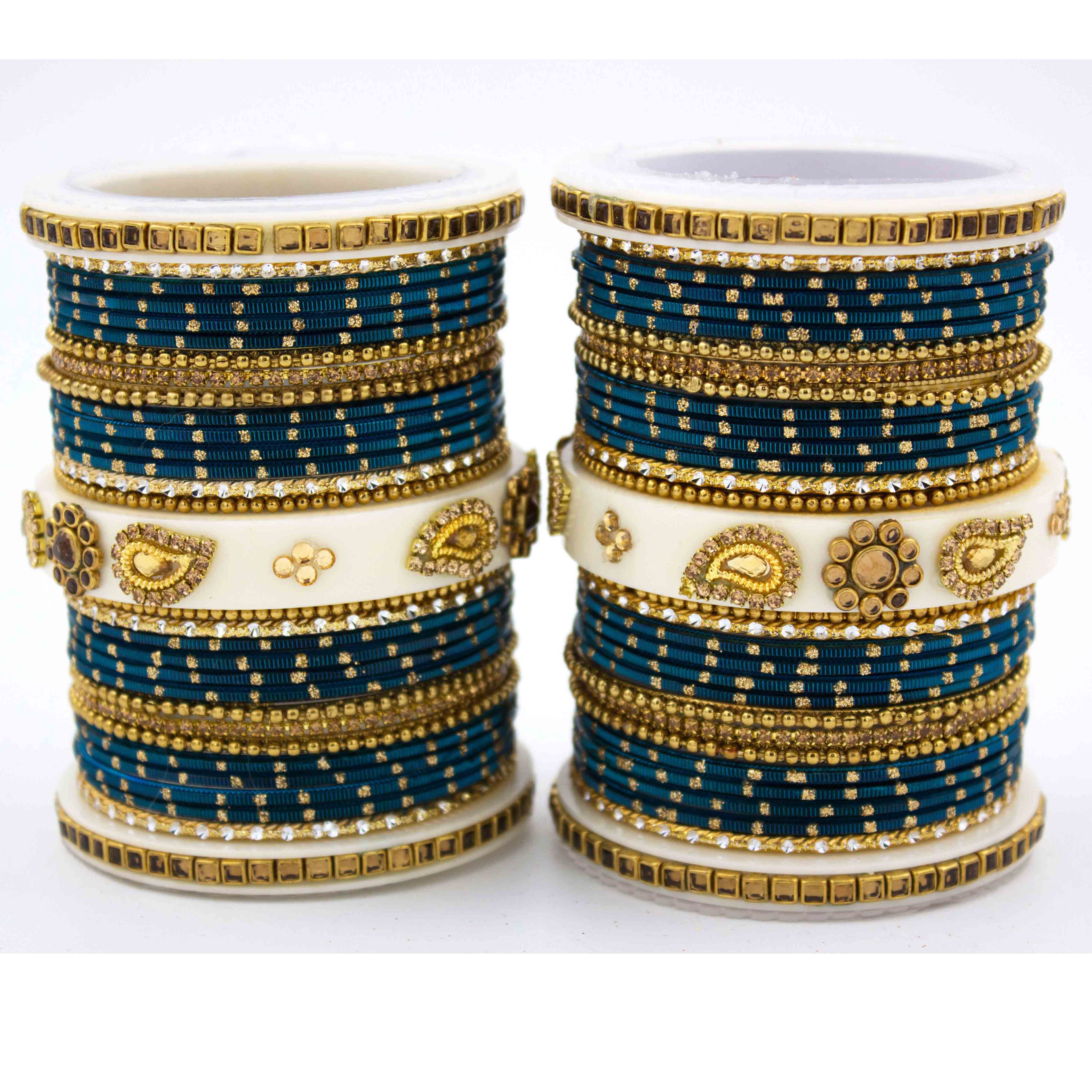 Traditonal Bridal Bangle set with golden dotted design - Image 16