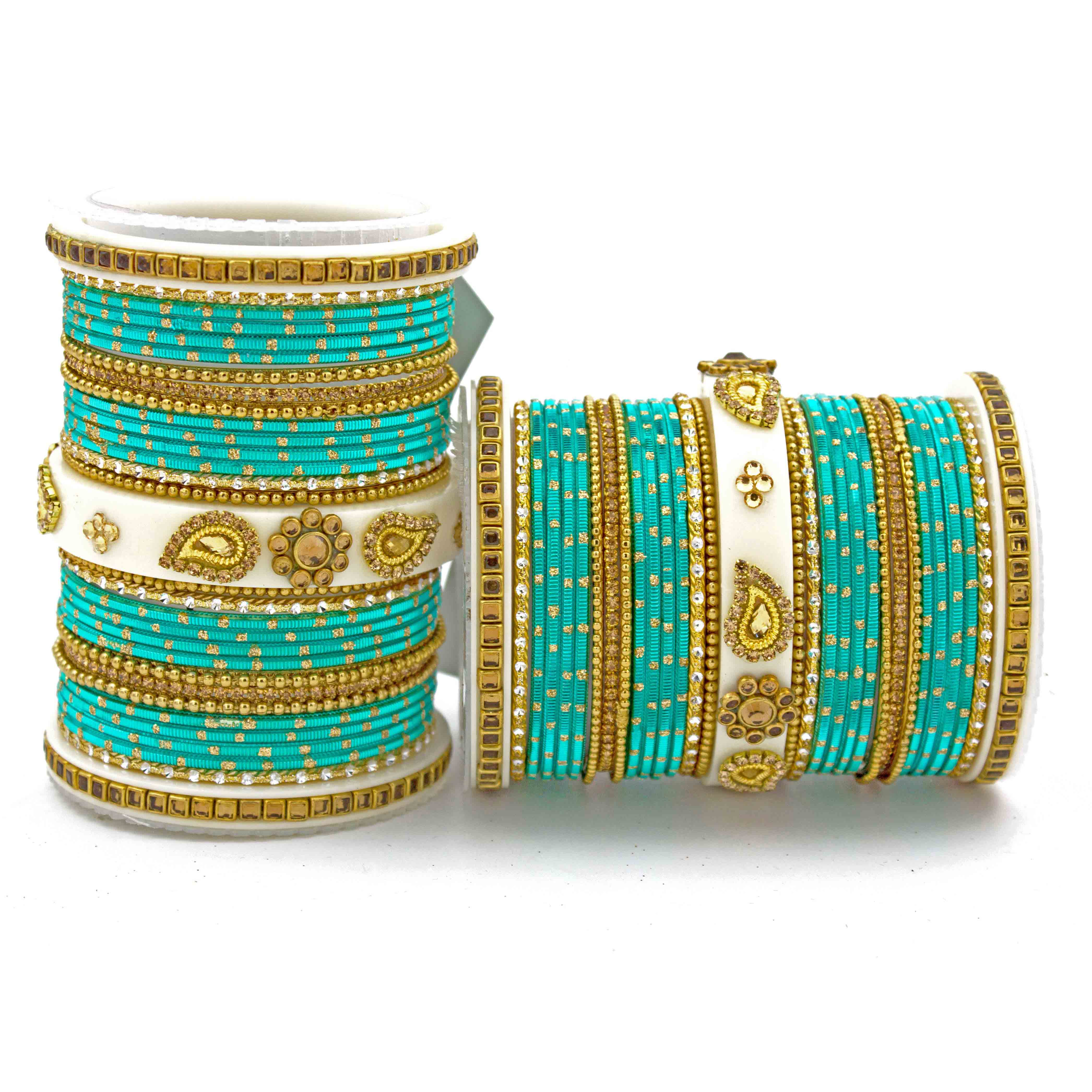 Traditonal Bridal Bangle set with golden dotted design - Image 15