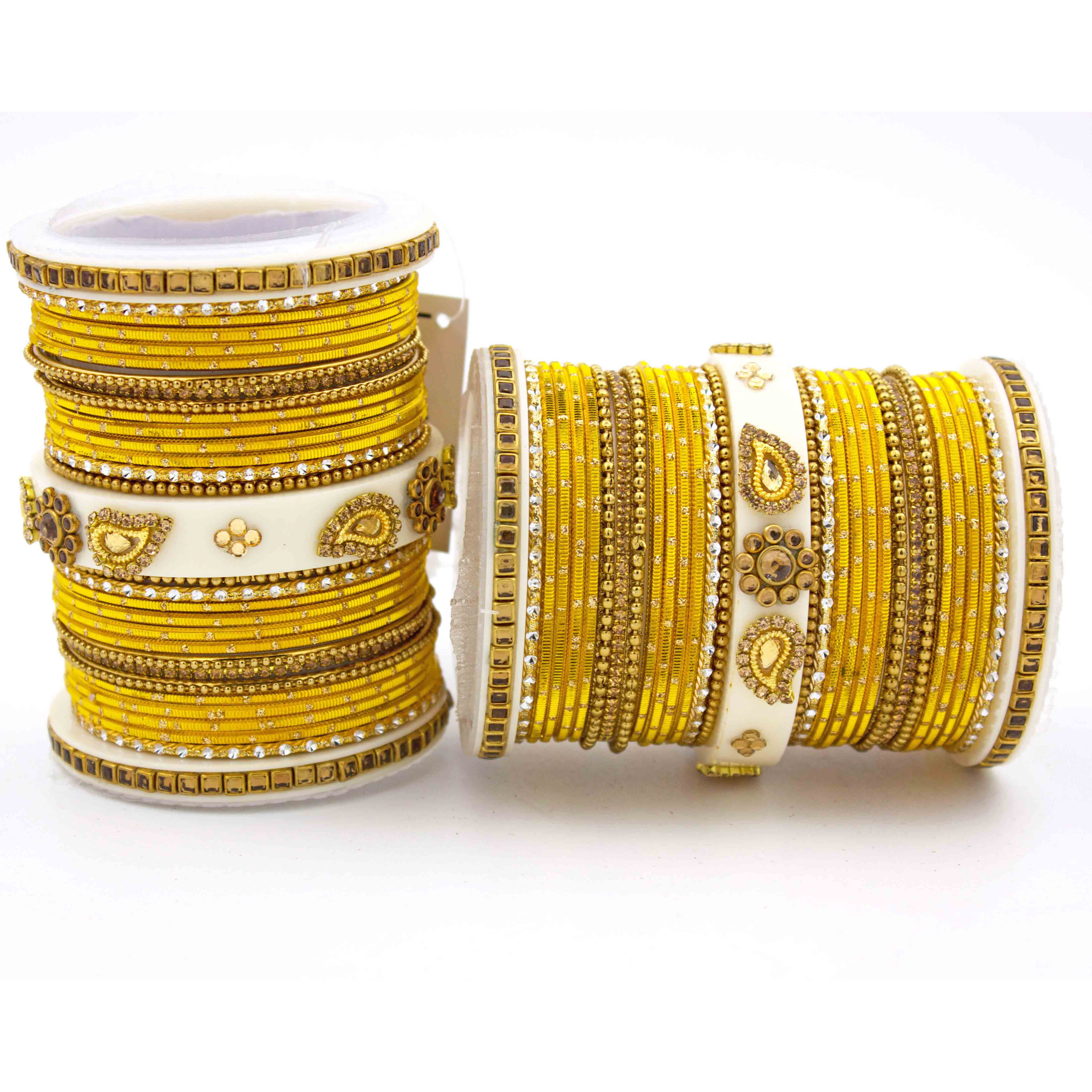 Traditonal Bridal Bangle set with golden dotted design - Image 21