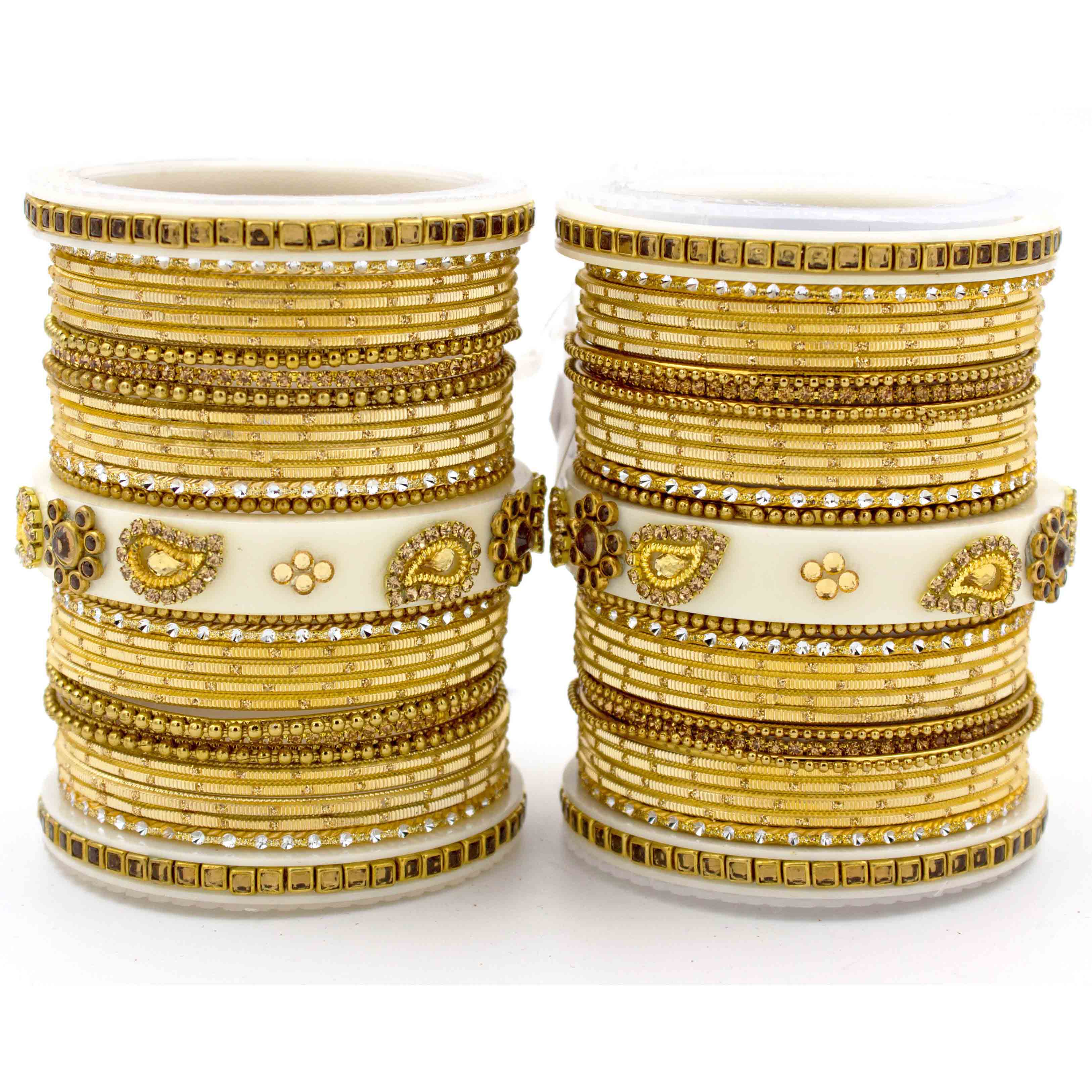 Traditonal Bridal Bangle set with golden dotted design - Image 10