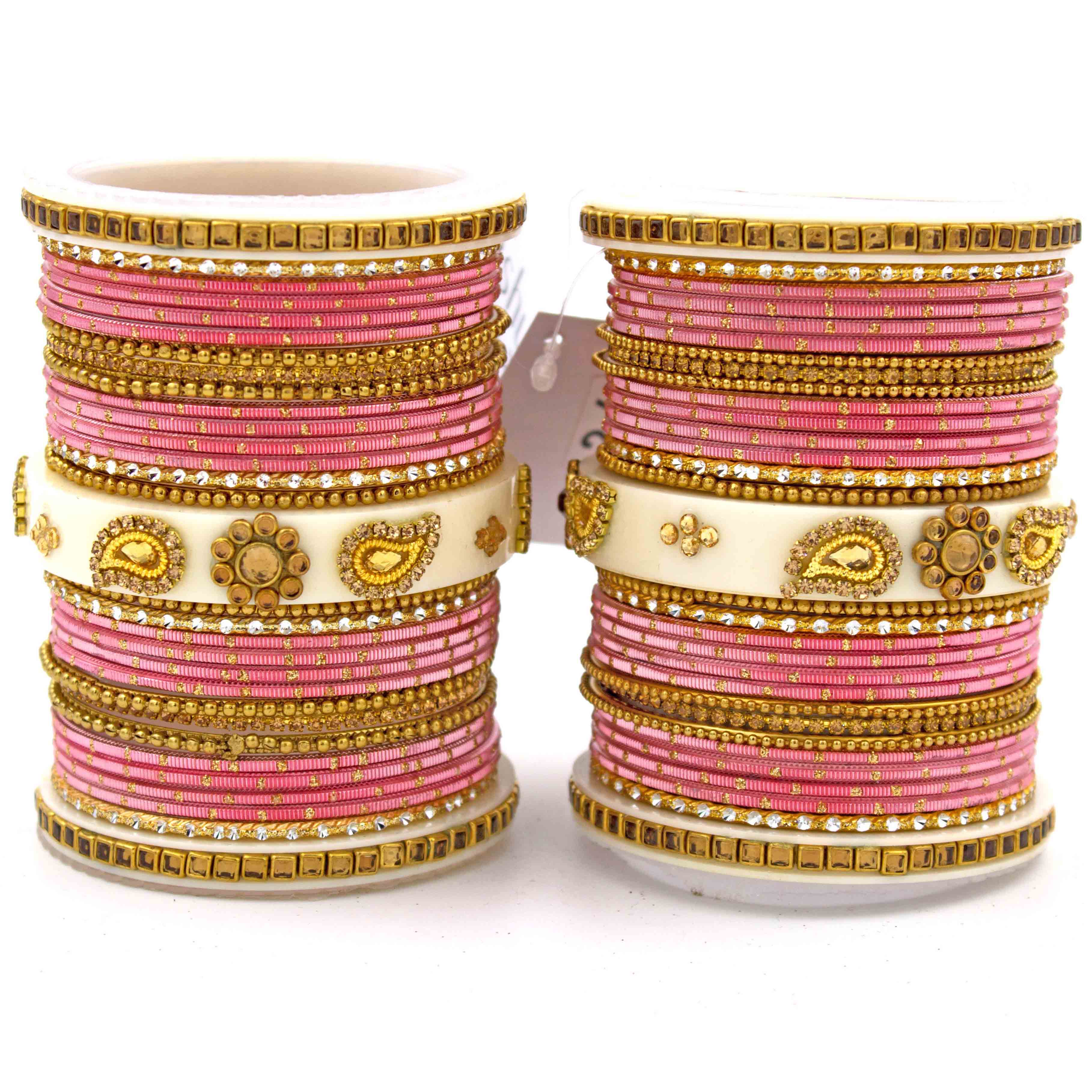 Traditonal Bridal Bangle set with golden dotted design - Image 13
