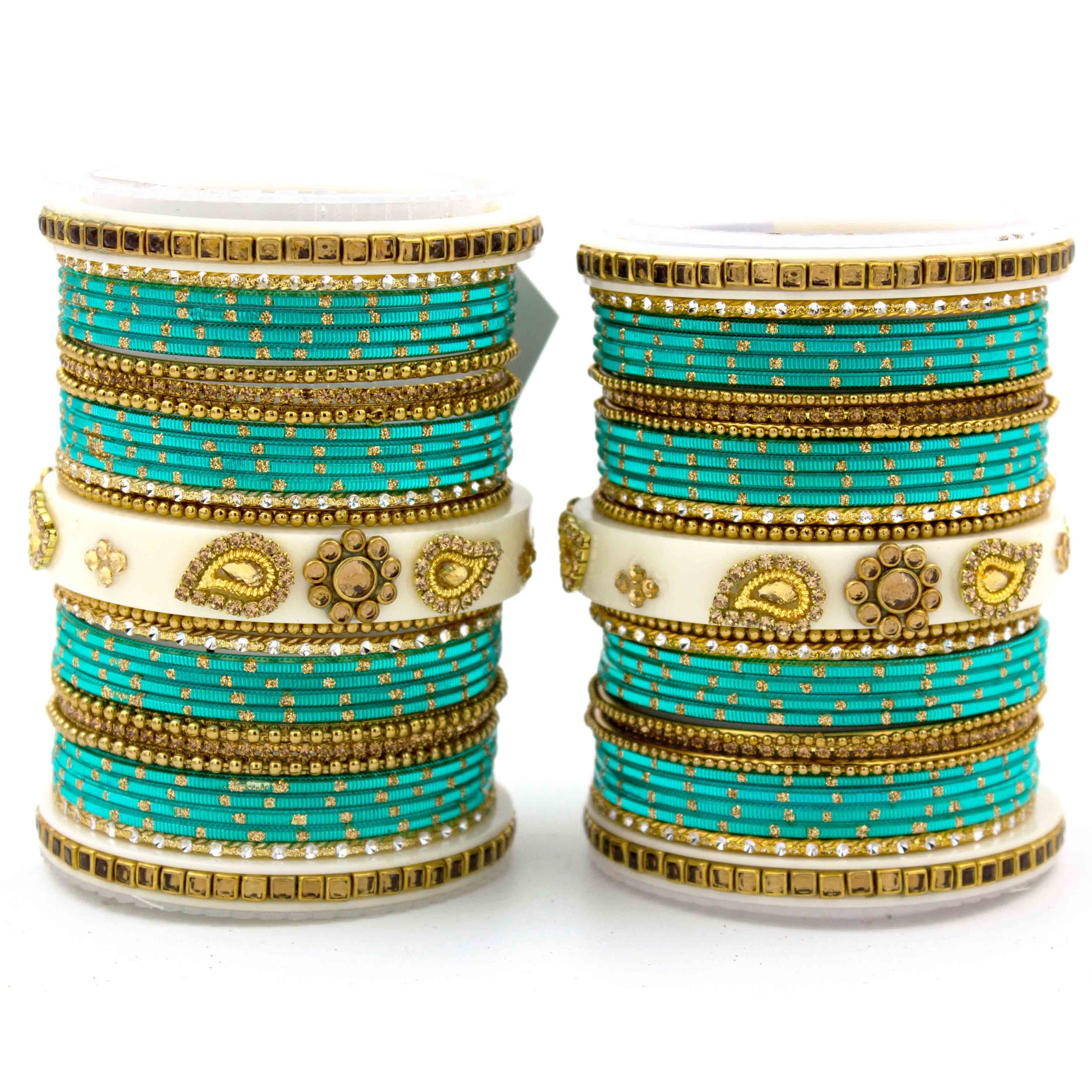 Traditonal Bridal Bangle set with golden dotted design - Image 14