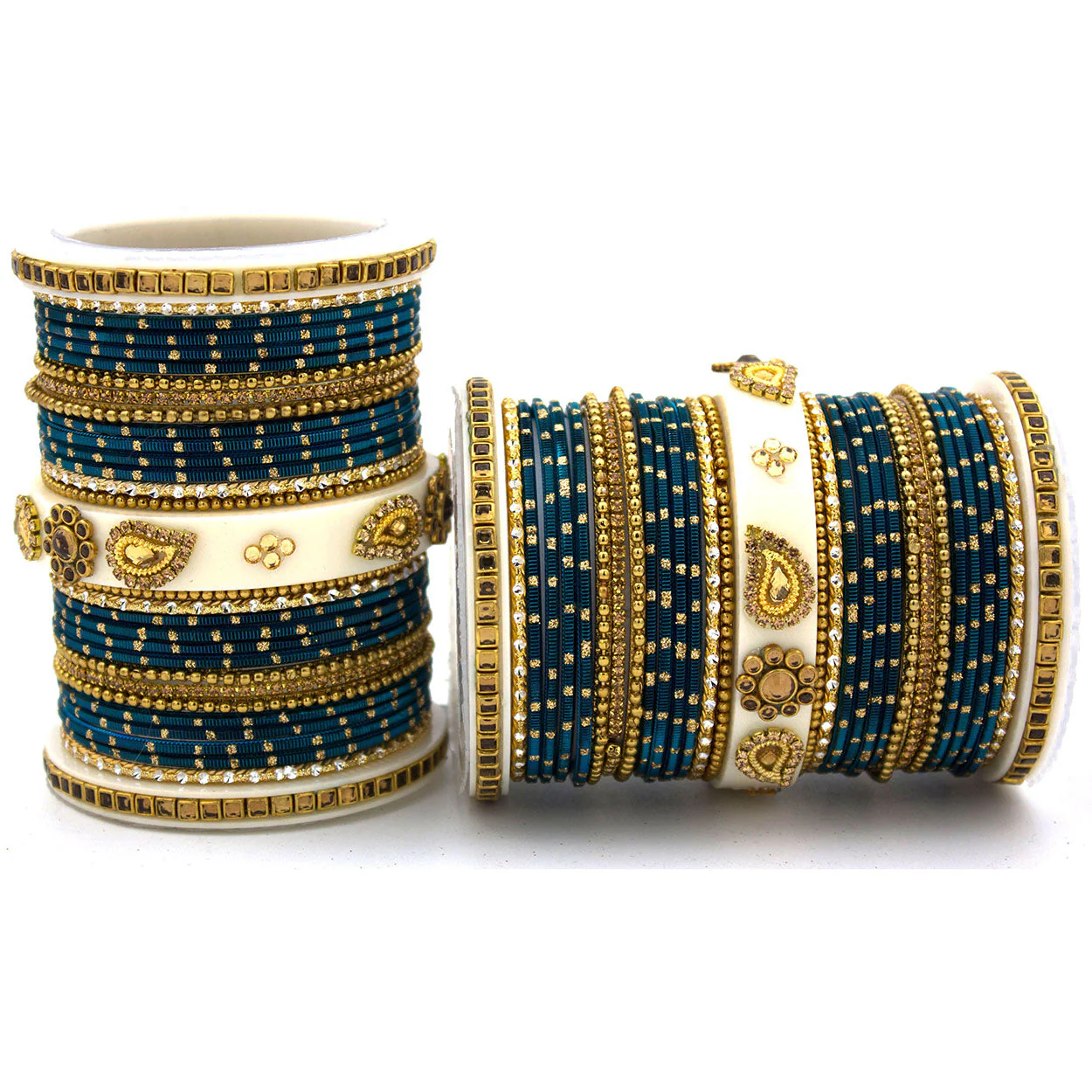 Traditonal Bridal Bangle set with golden dotted design - Image 17