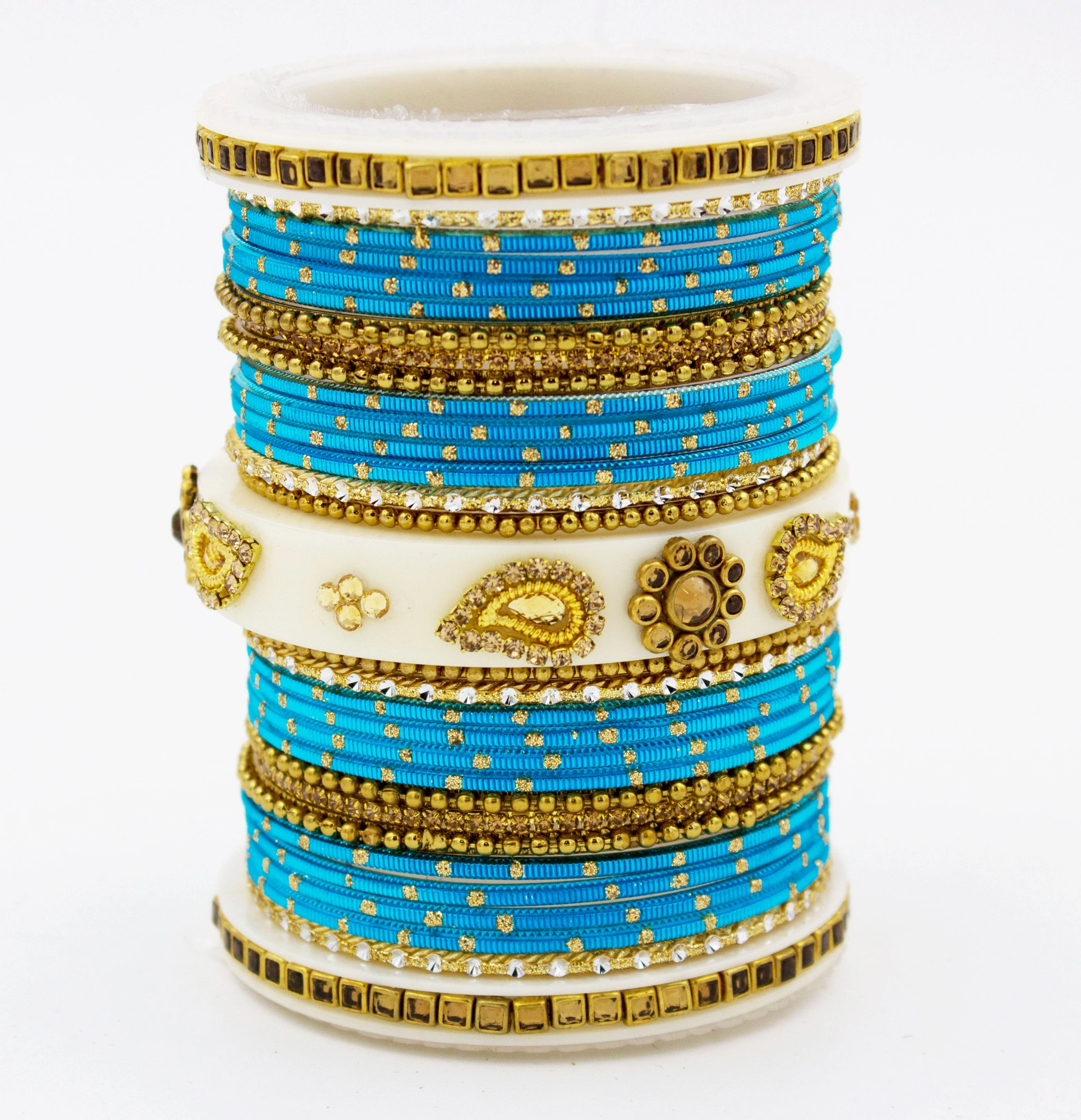Traditonal Bridal Bangle set with golden dotted design - Image 20