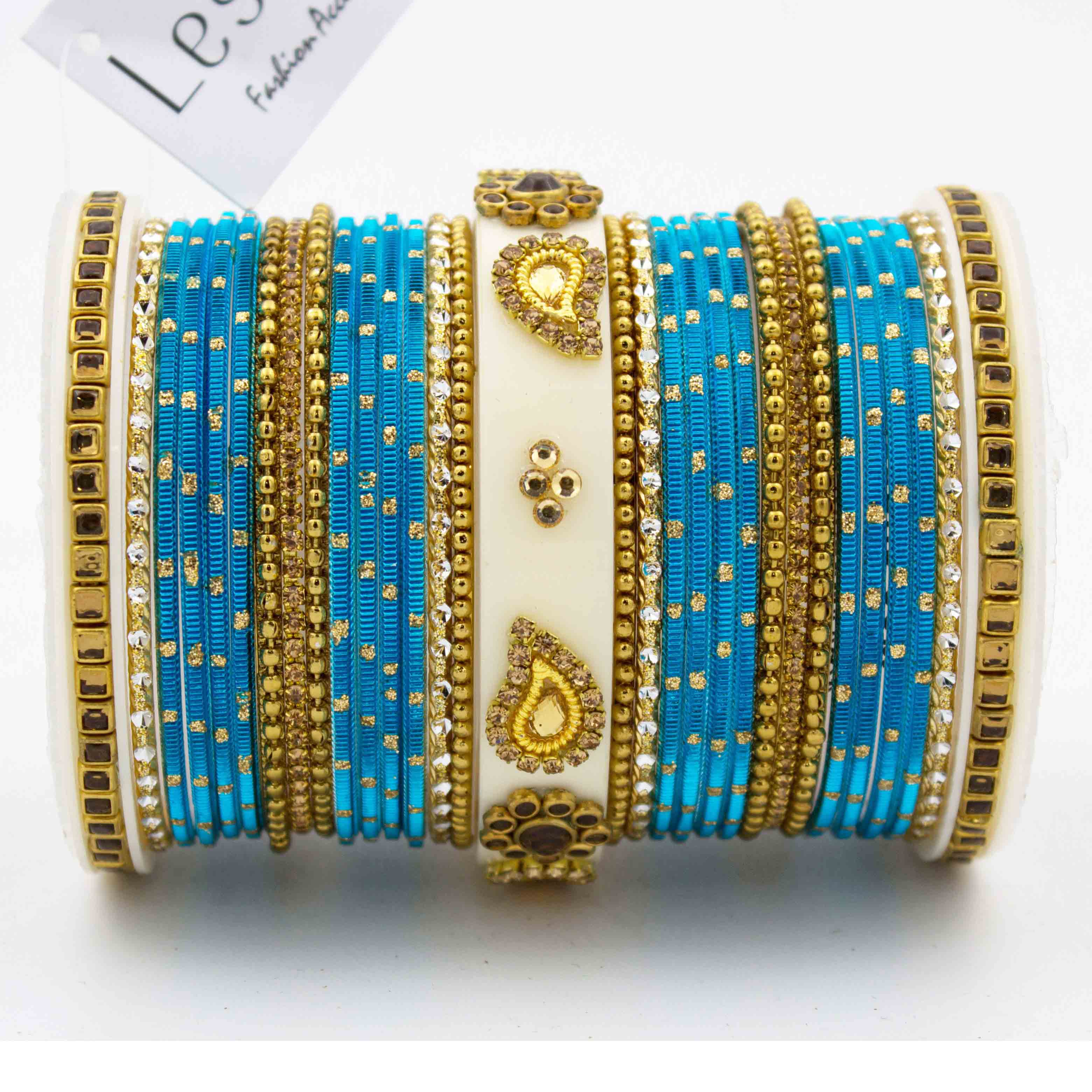 Traditonal Bridal Bangle set with golden dotted design - Image 21