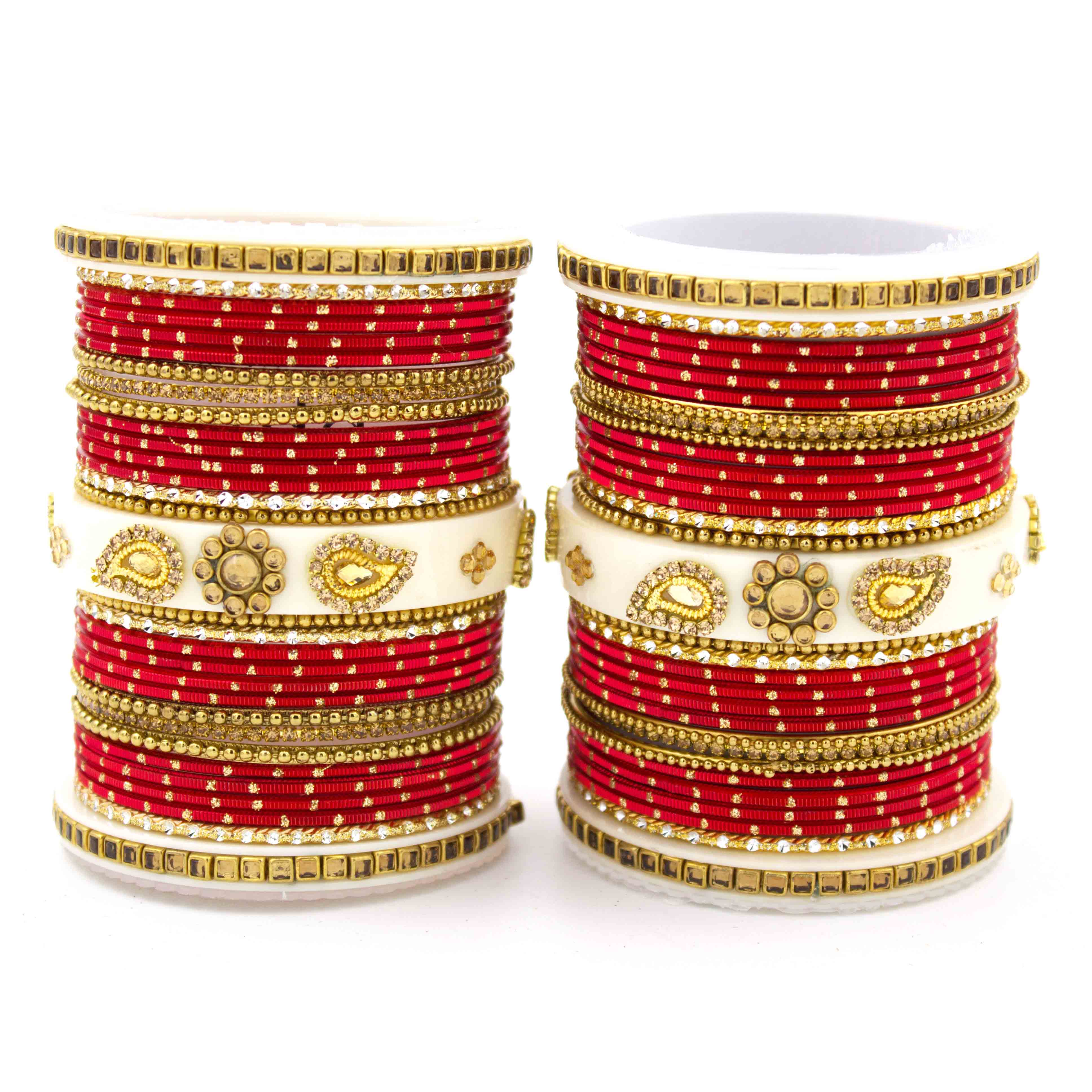 Traditonal Bridal Bangle set with golden dotted design - Image 4