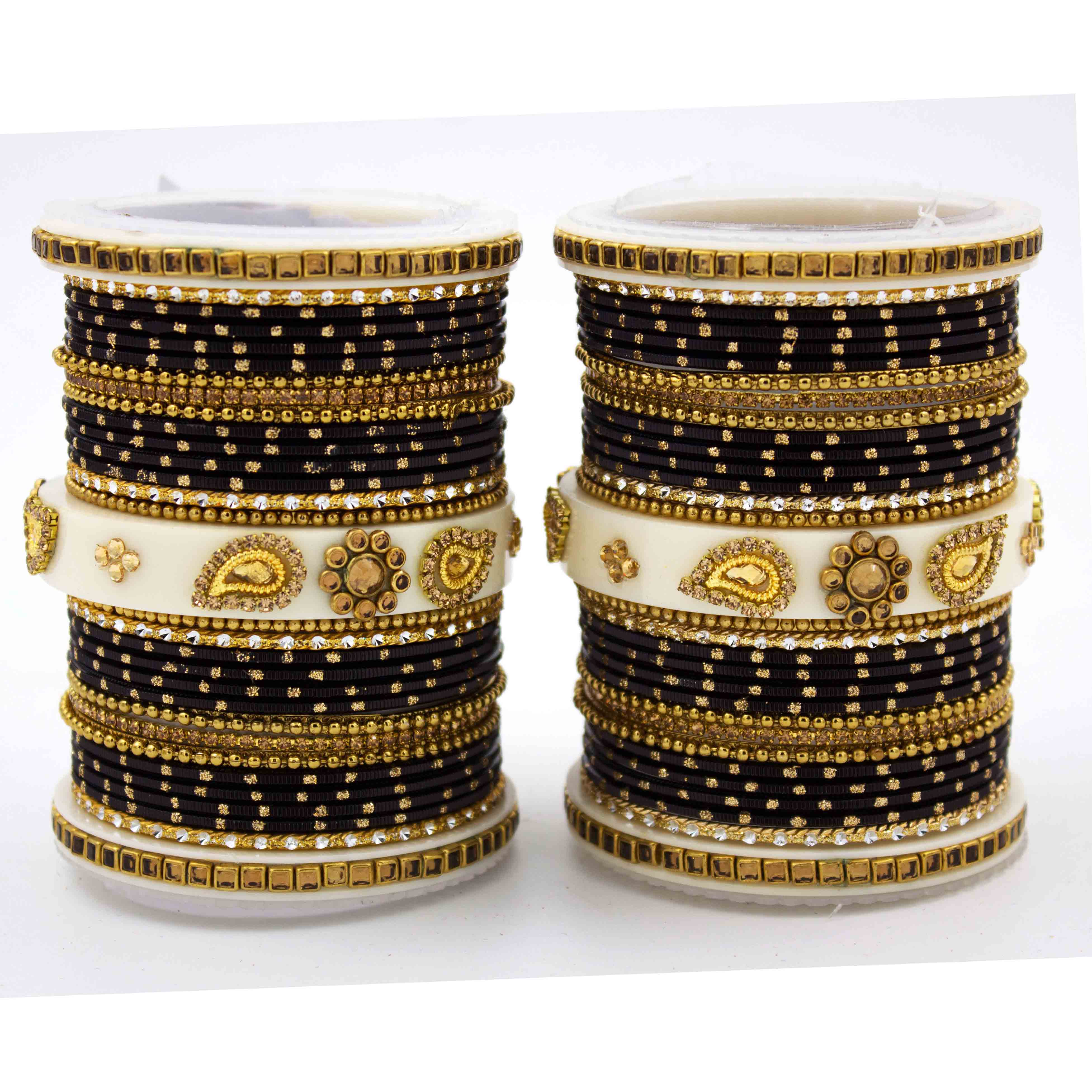Traditonal Bridal Bangle set with golden dotted design - Image 9
