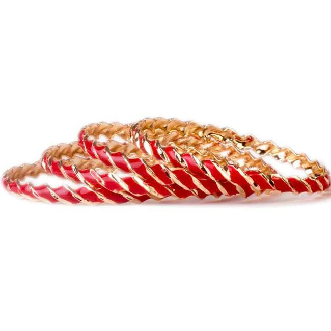 Twisted Multi-Colored Meenakari Bracelet (4pcs) - Image 3