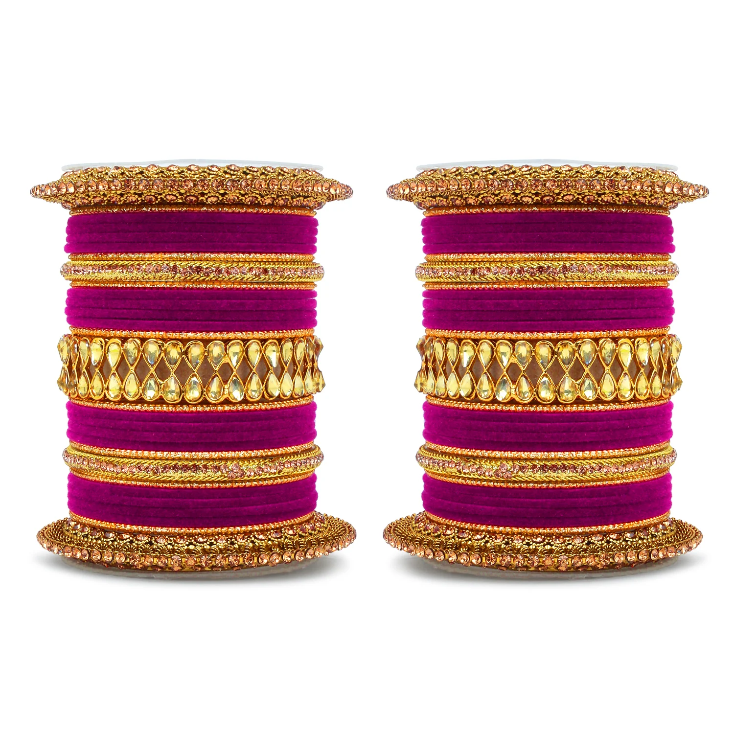 Velvet Bangle Set with Centre Kada and Pacheli by Leshya - Image 2