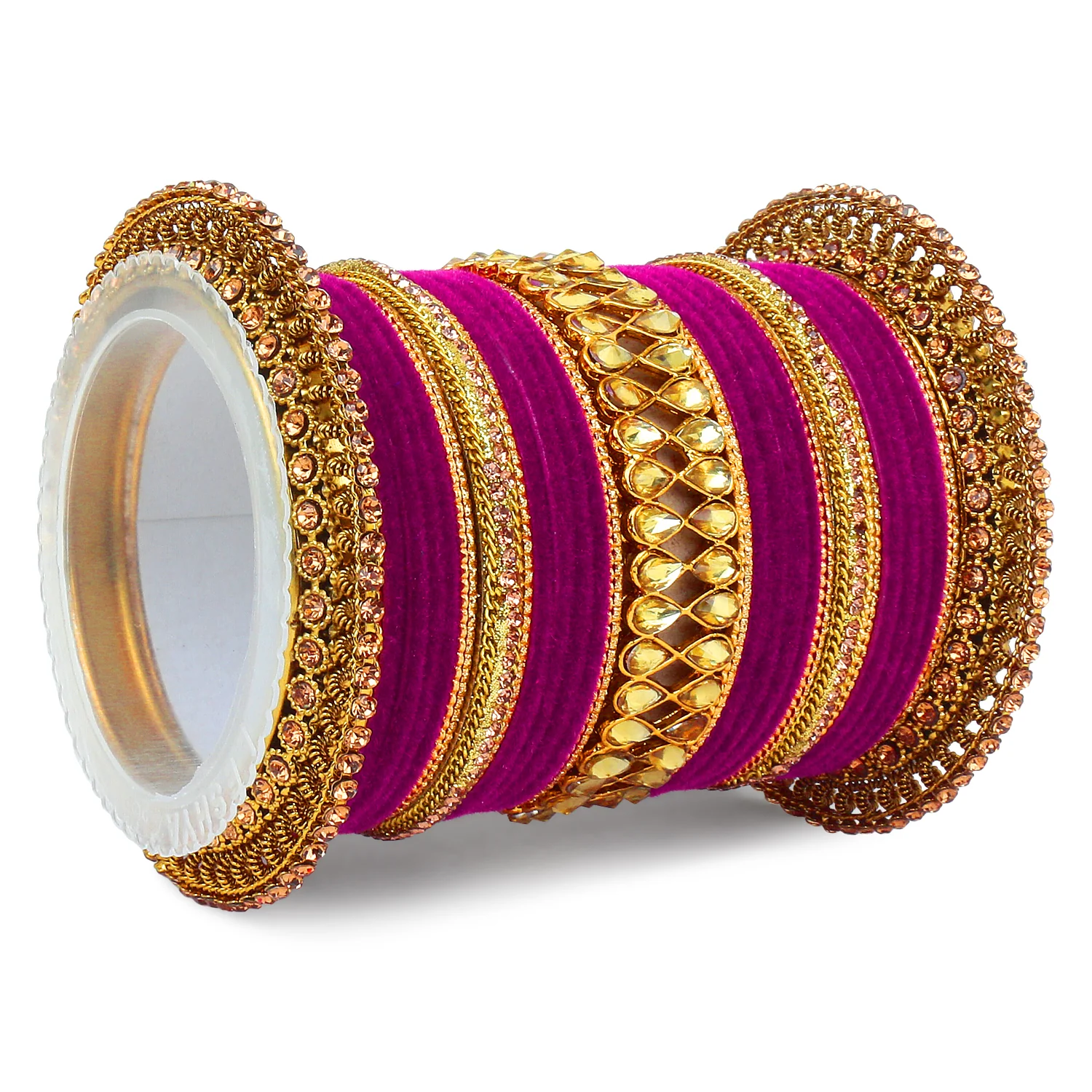 Velvet Bangle Set with Centre Kada and Pacheli by Leshya - Image 3