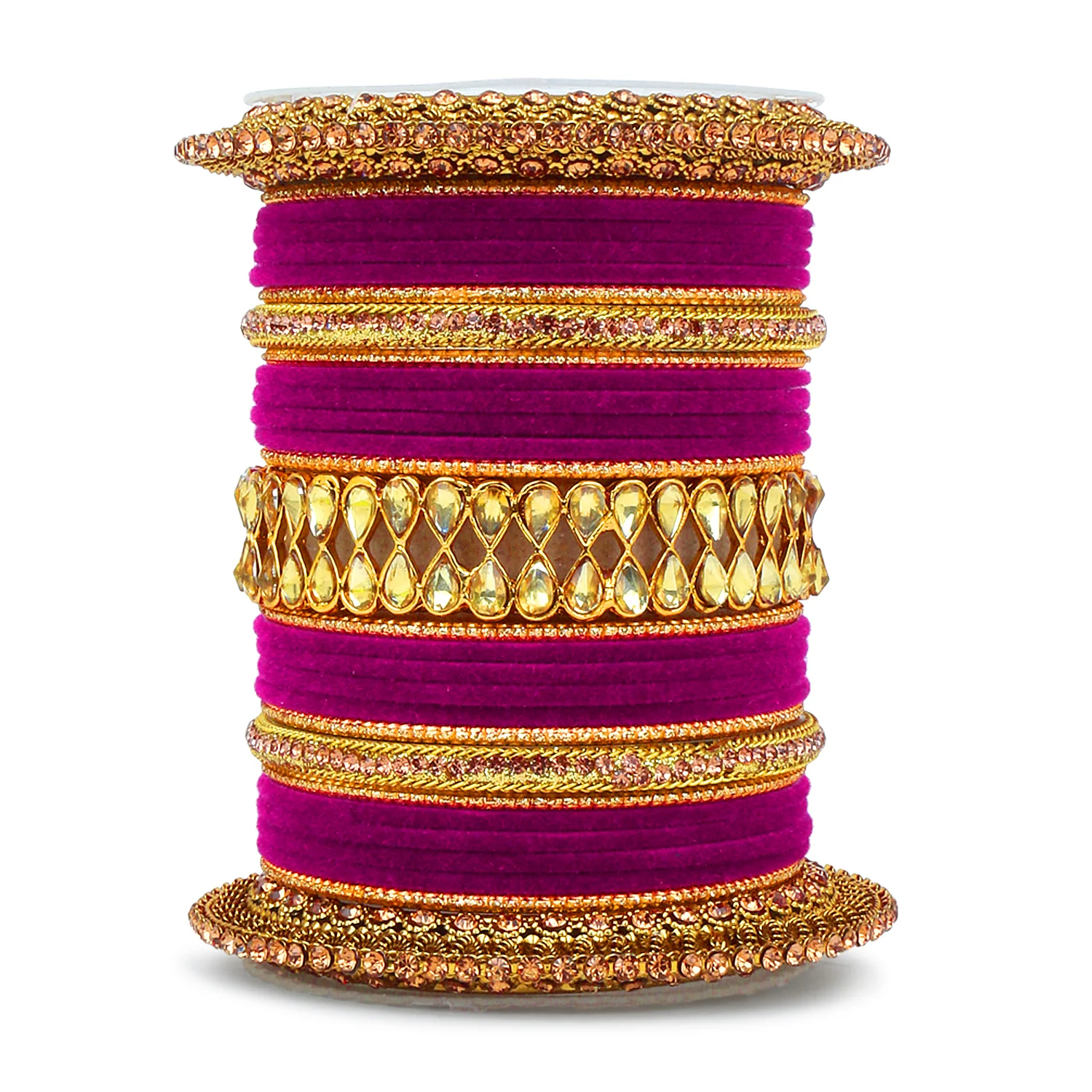 Velvet Bangle Set with Centre Kada and Pacheli by Leshya - Image 4