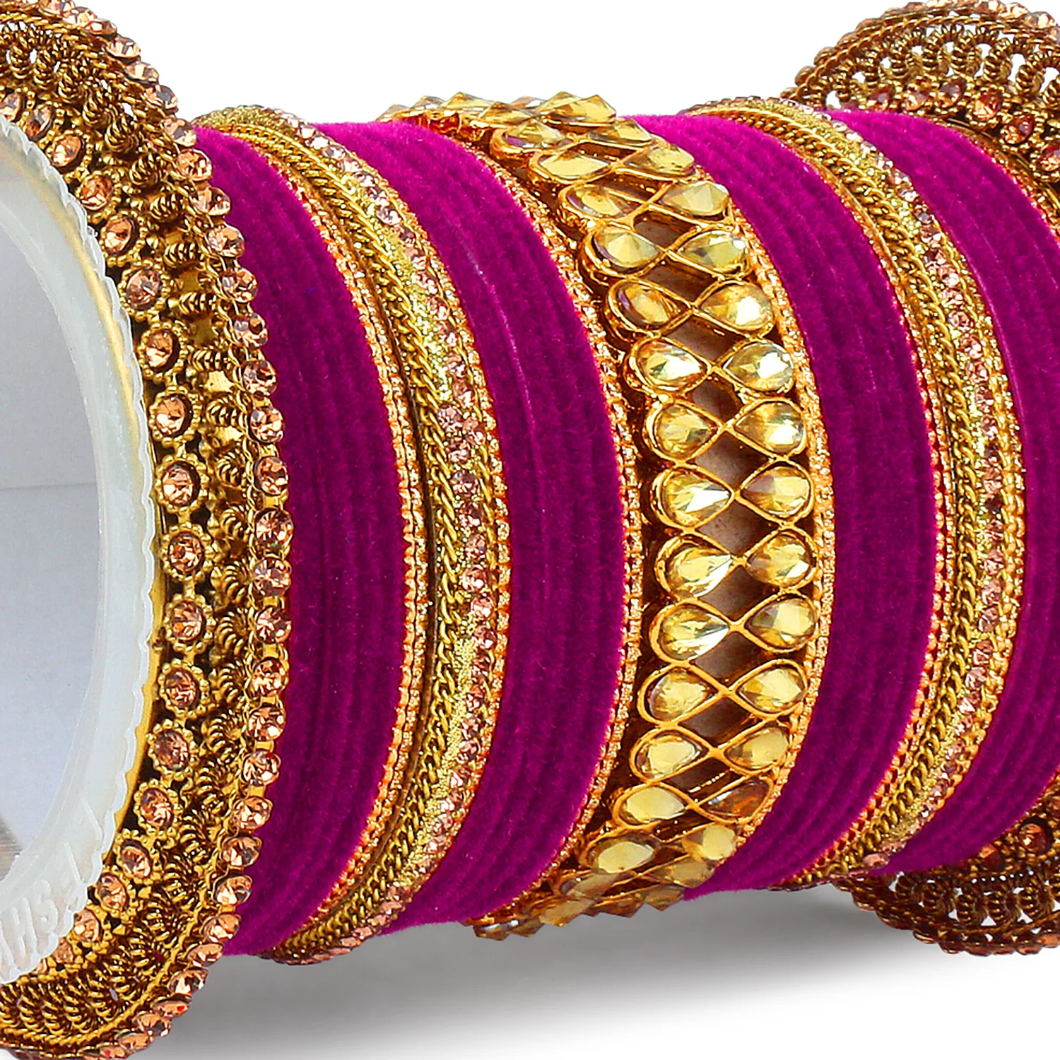 Velvet Bangle Set with Centre Kada and Pacheli by Leshya - Image 5