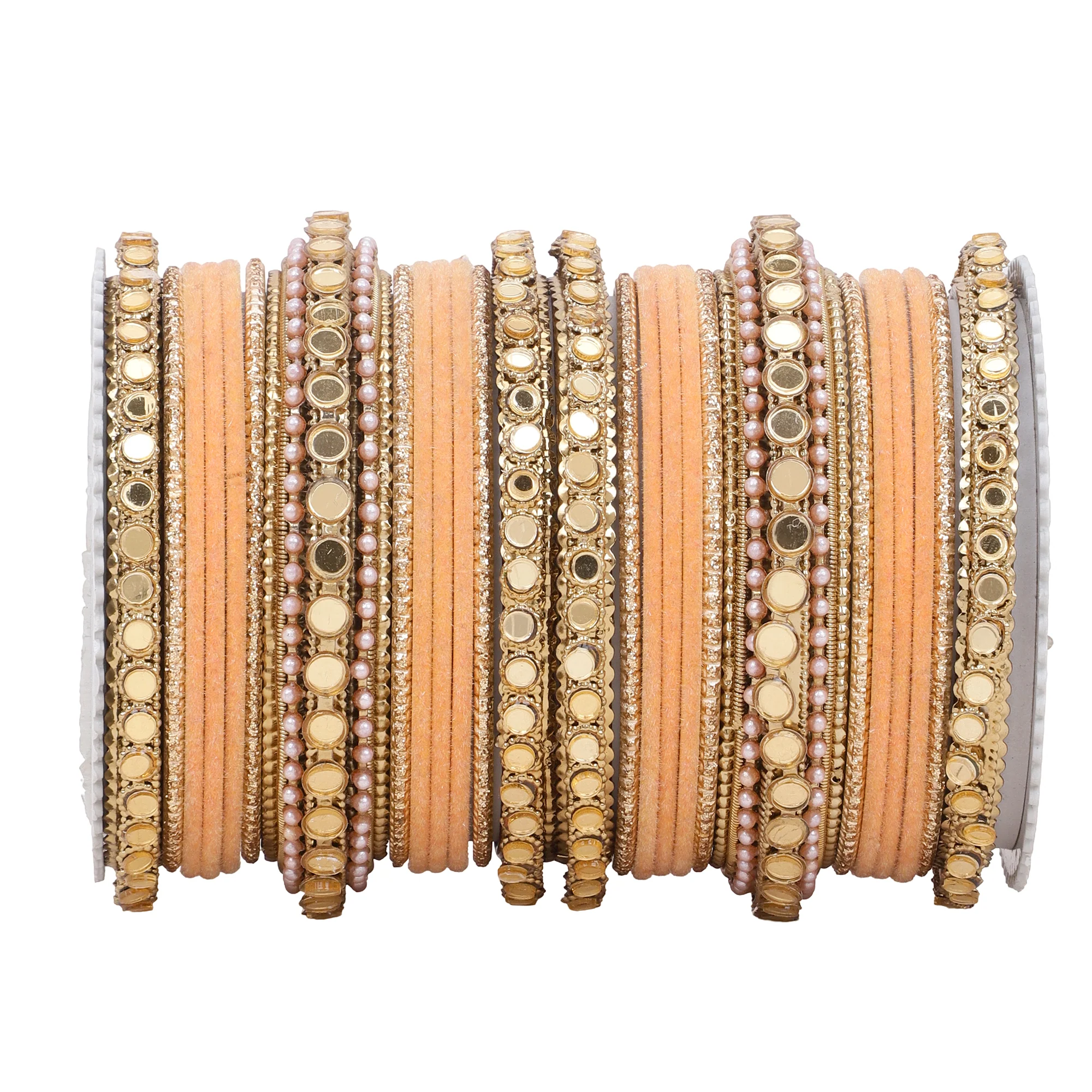 Velvet Bangles set with Golden Mirrorwork Kada - Image 12