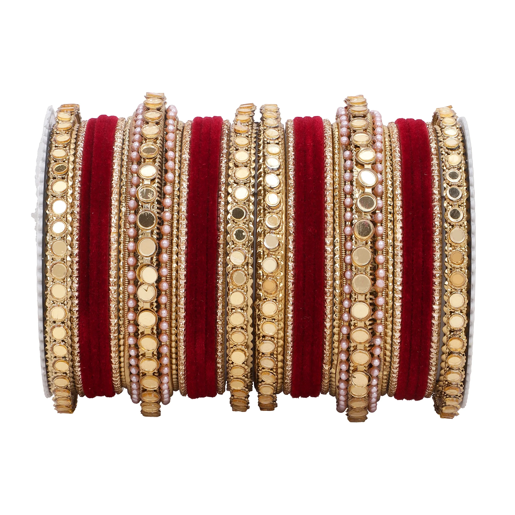 Velvet Bangles set with Golden Mirrorwork Kada - Image 13